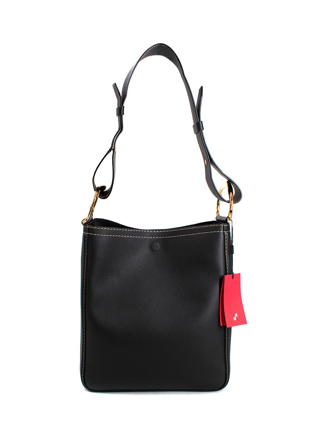 Carolina Herrera Black Charro Insignia Shoulder Bag leather