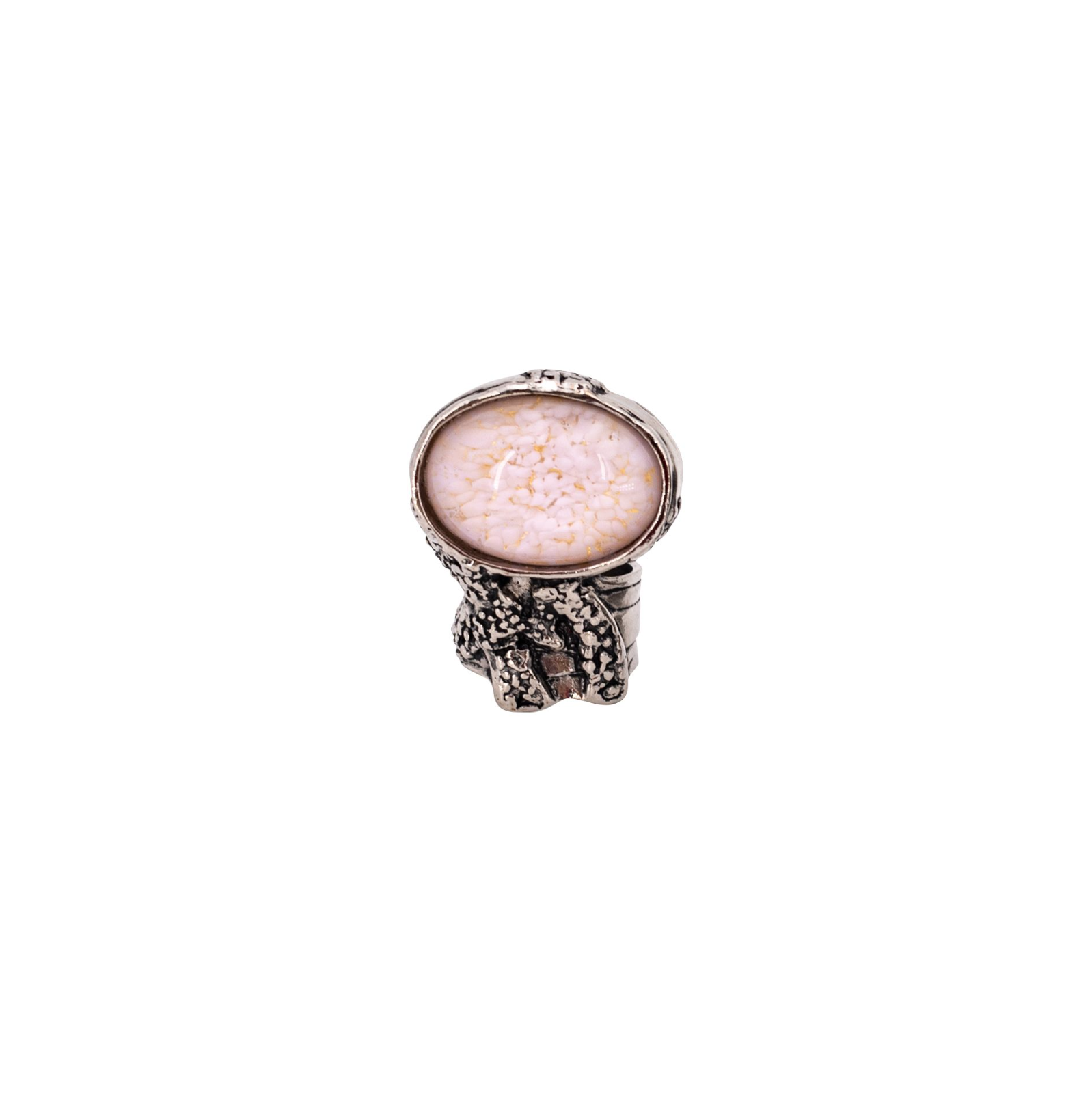 Preowned YSL Pink Cabochon Silver Tone Arty Ring silver pink metal