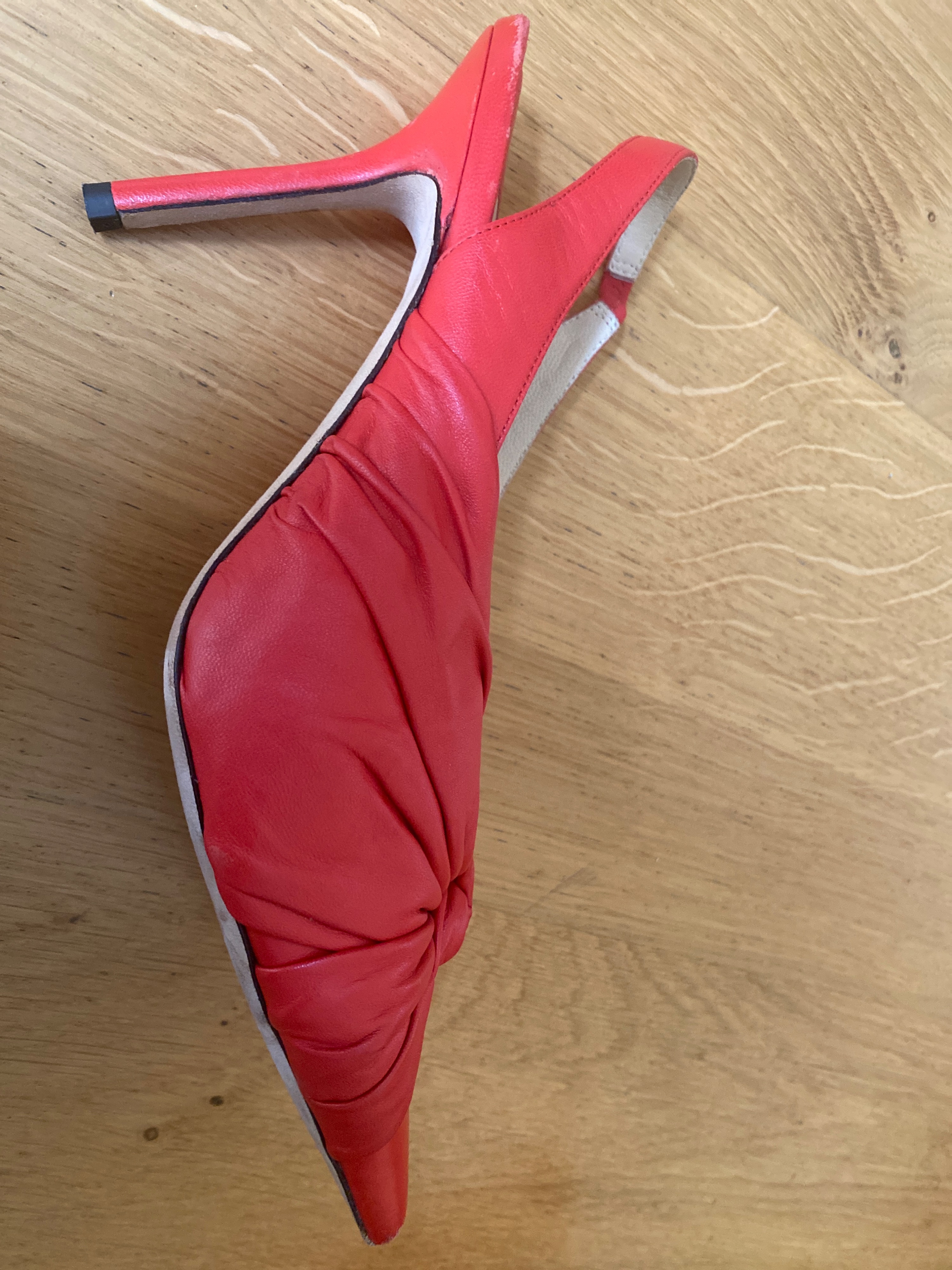 Preowned Jimmy Choo Red Leather Annabell Sling back Pumps Size 37