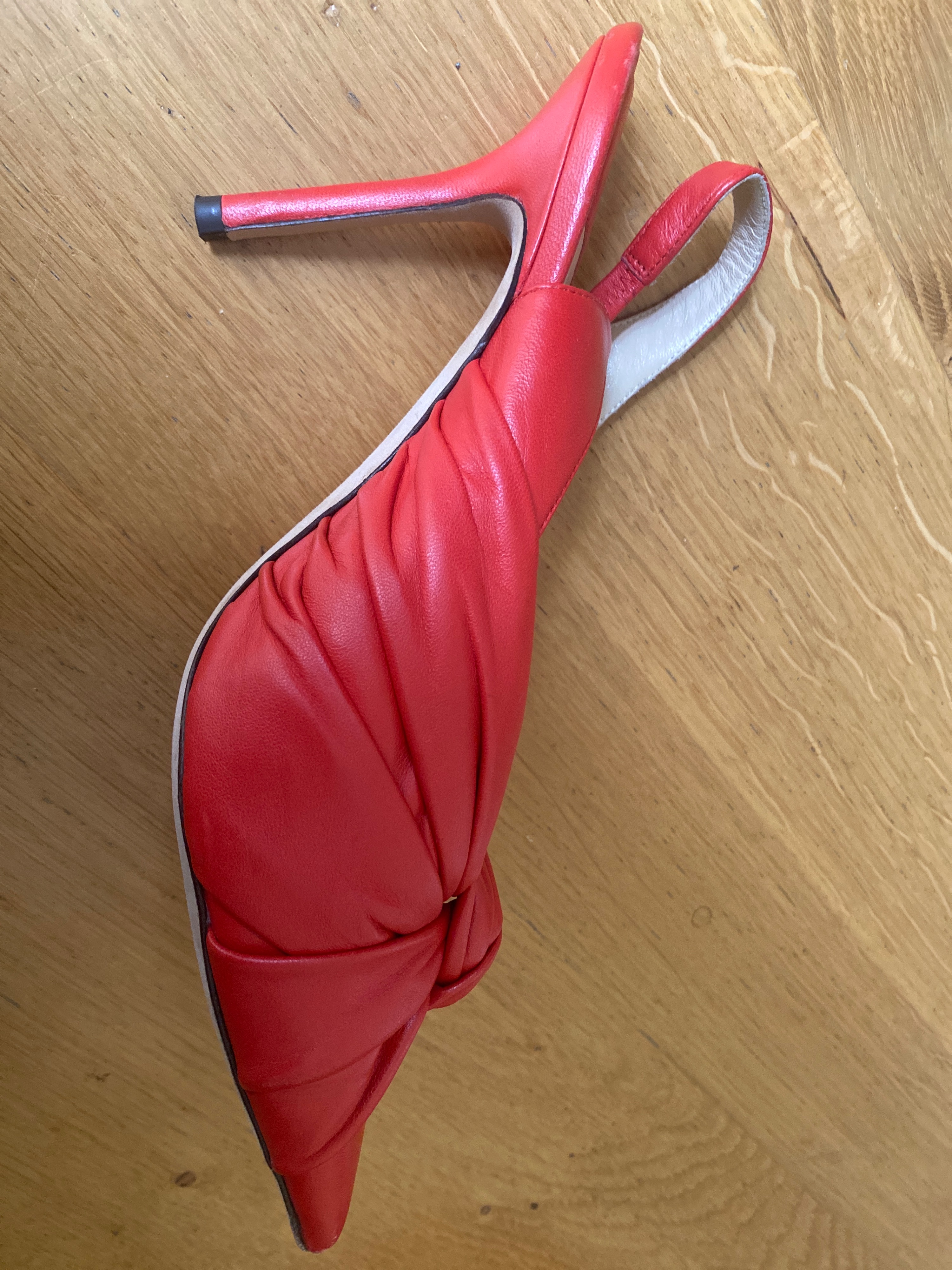 Preowned Jimmy Choo Red Leather Annabell Sling back Pumps Size 37