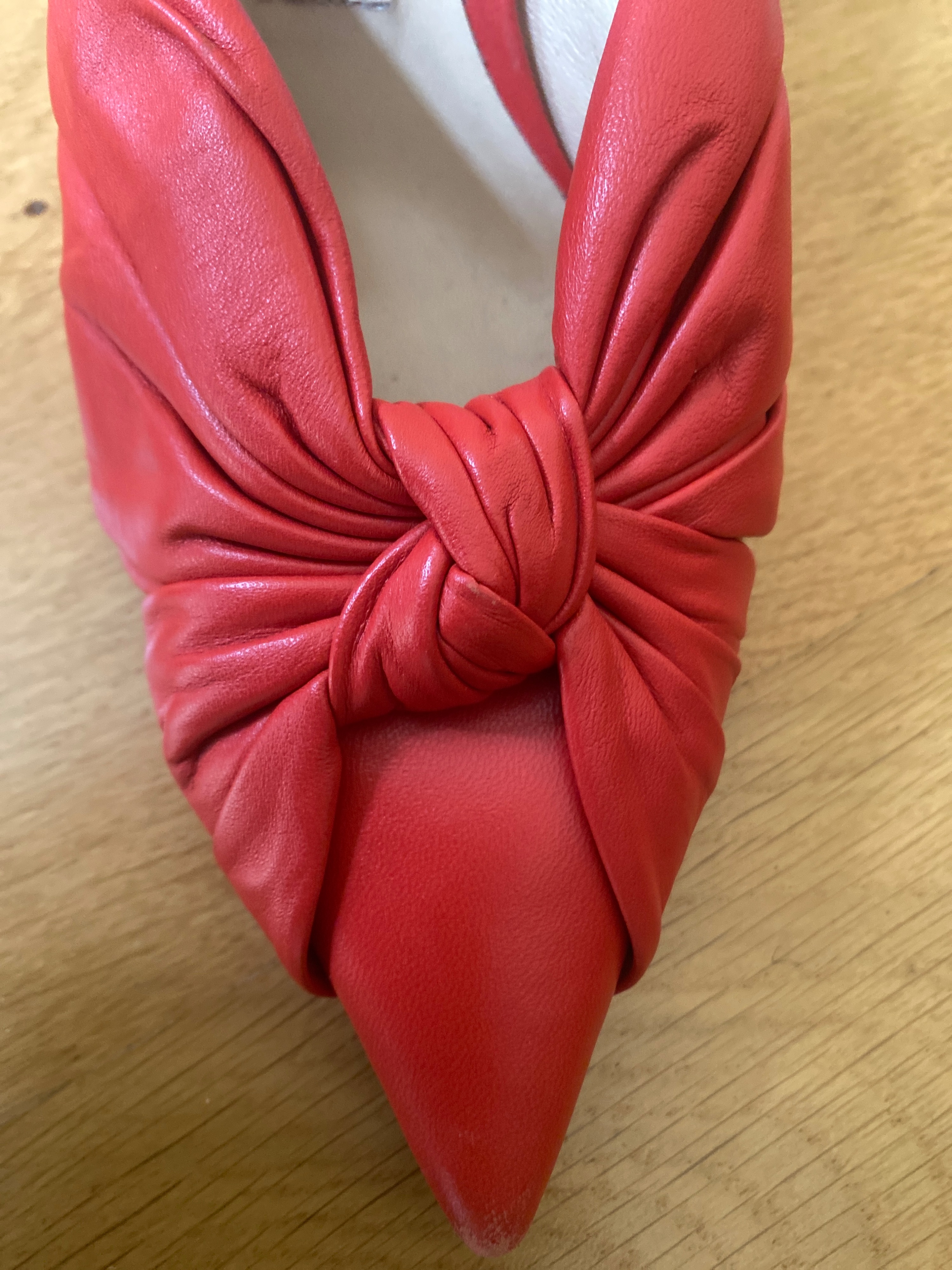 Preowned Jimmy Choo Red Leather Annabell Sling back Pumps Size 37