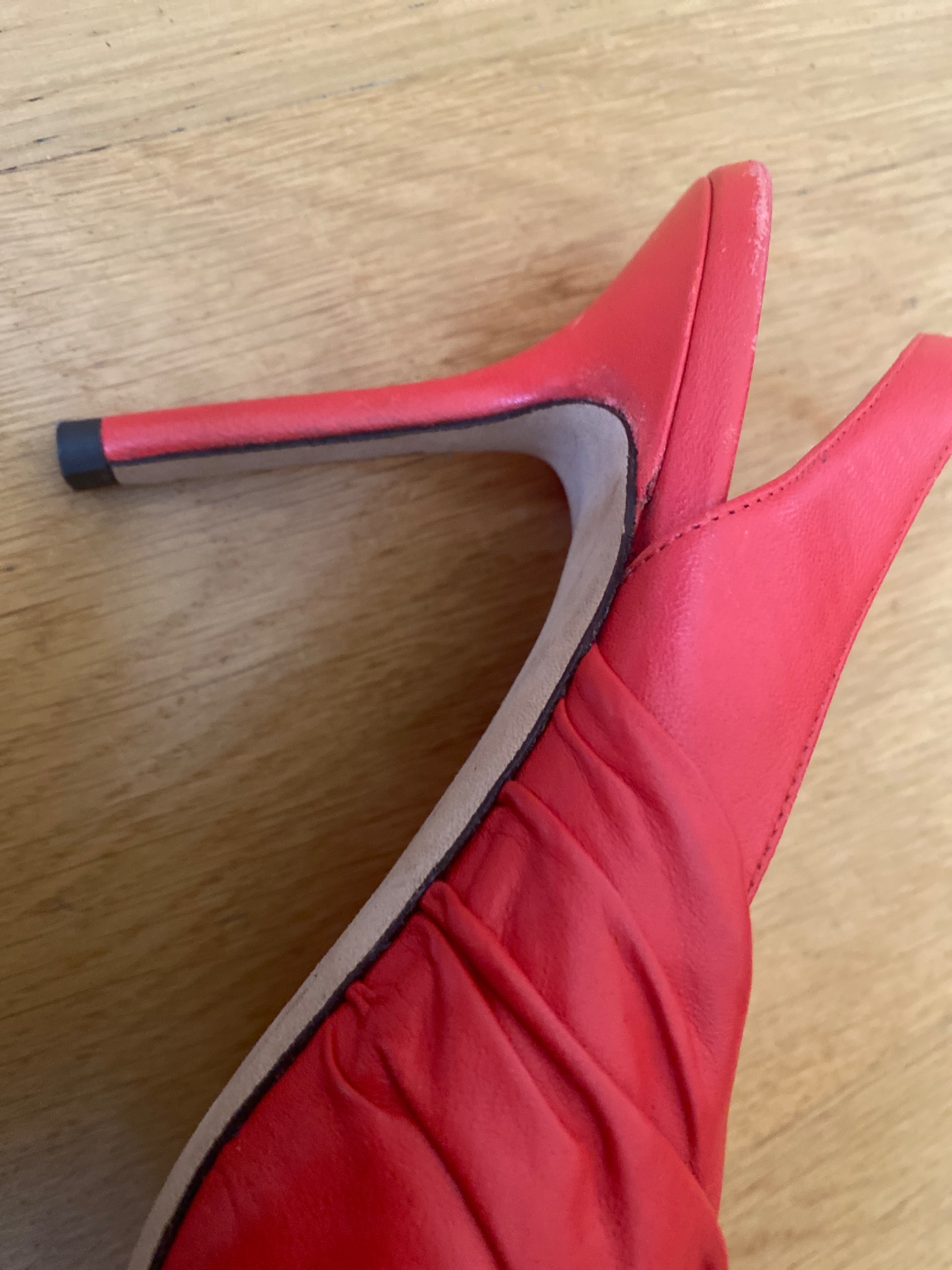 Preowned Jimmy Choo Red Leather Annabell Sling back Pumps Size 37