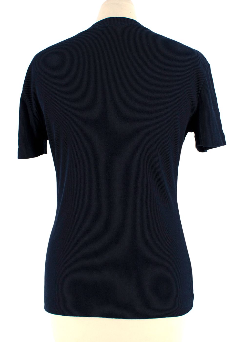 Jil Sander Navy Ribbed Slim Fit T-Shirt Size L cotton