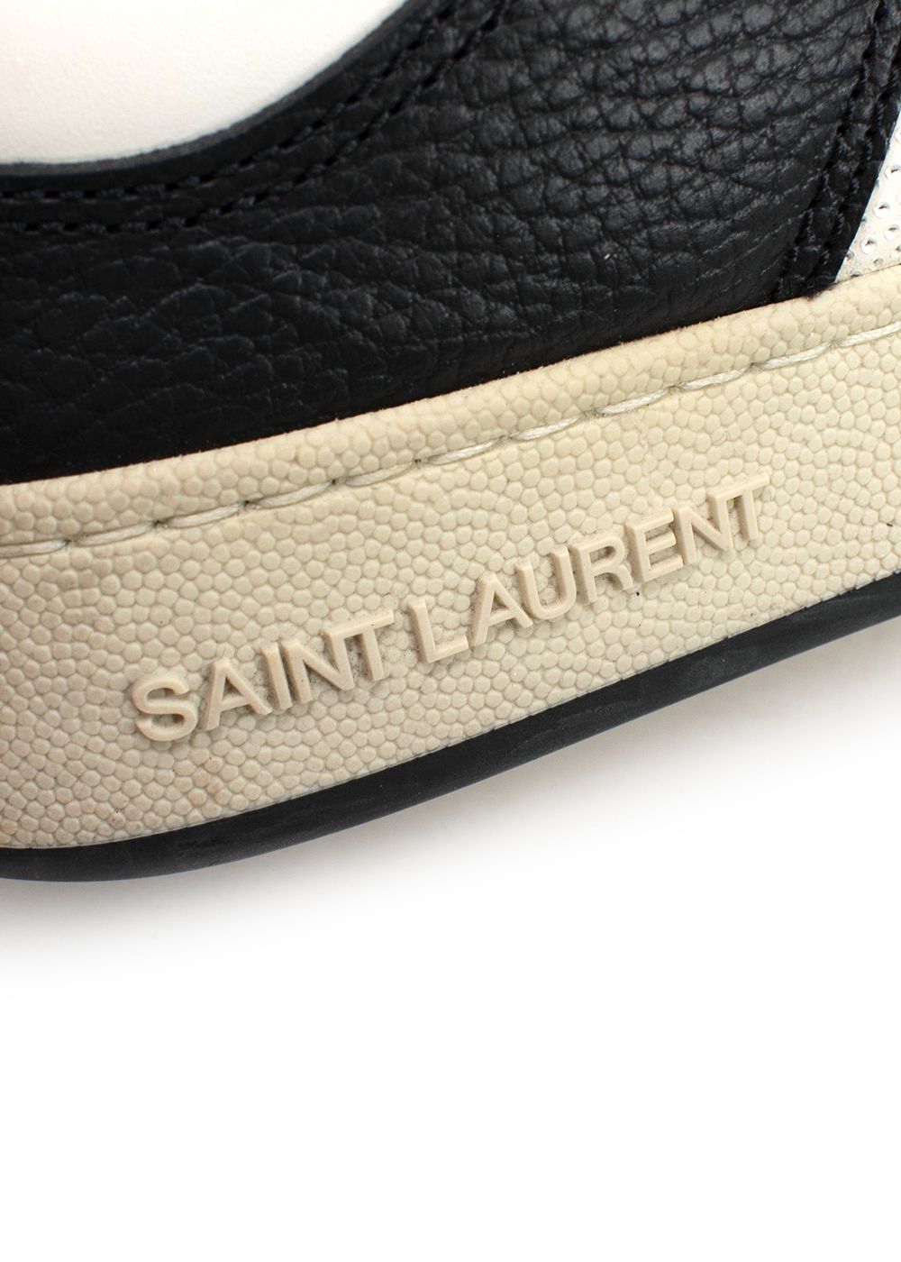 Preowned Saint SL/61 Perforated Leather Sneakers Size 375 black and white leather/sole-/rubber