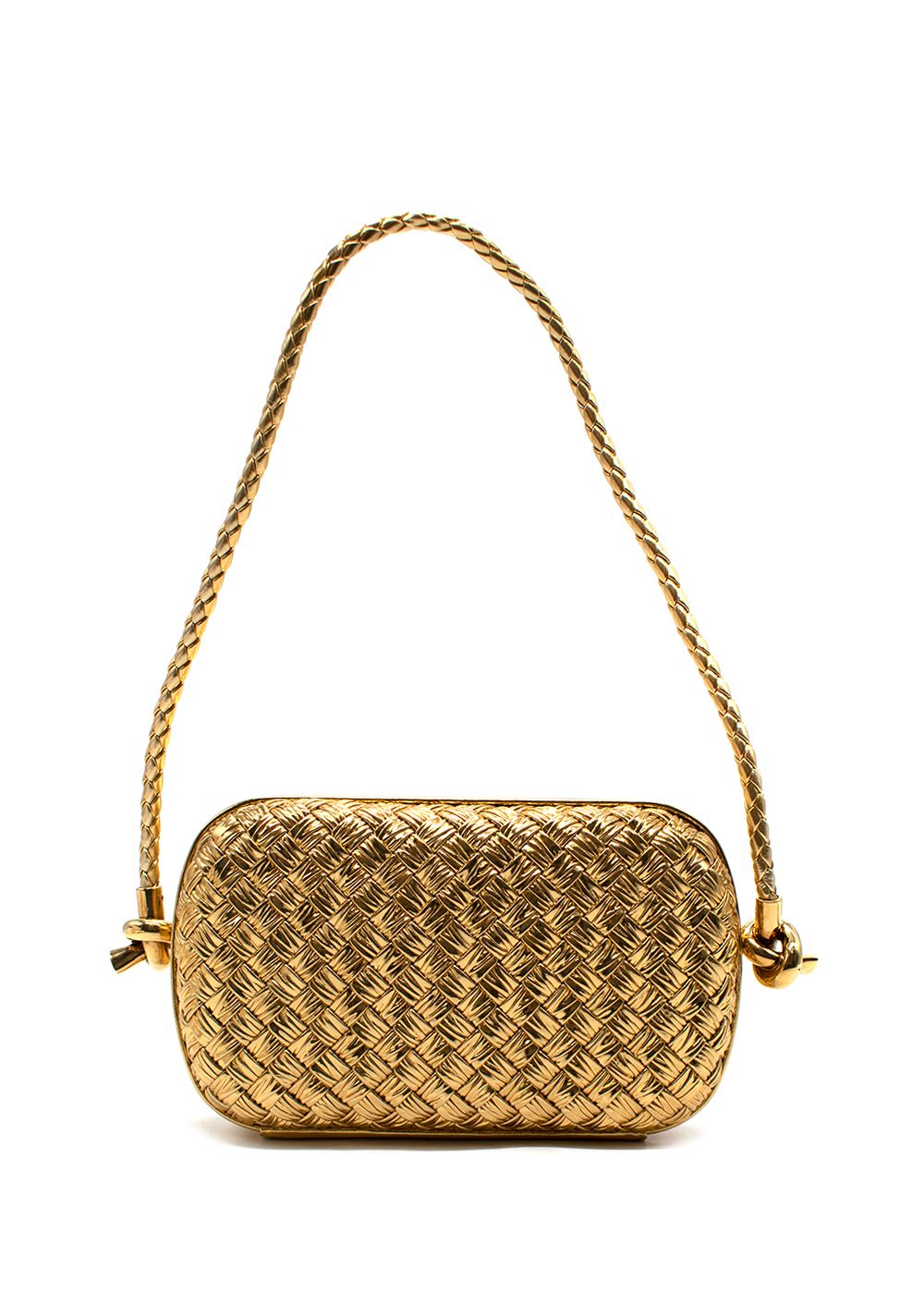 Bottega Veneta Gold Knot Minaudiere Top Handle Bag leather