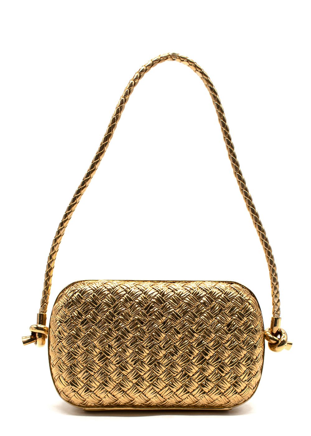 Bottega Veneta Gold Knot Minaudiere Top Handle Bag leather