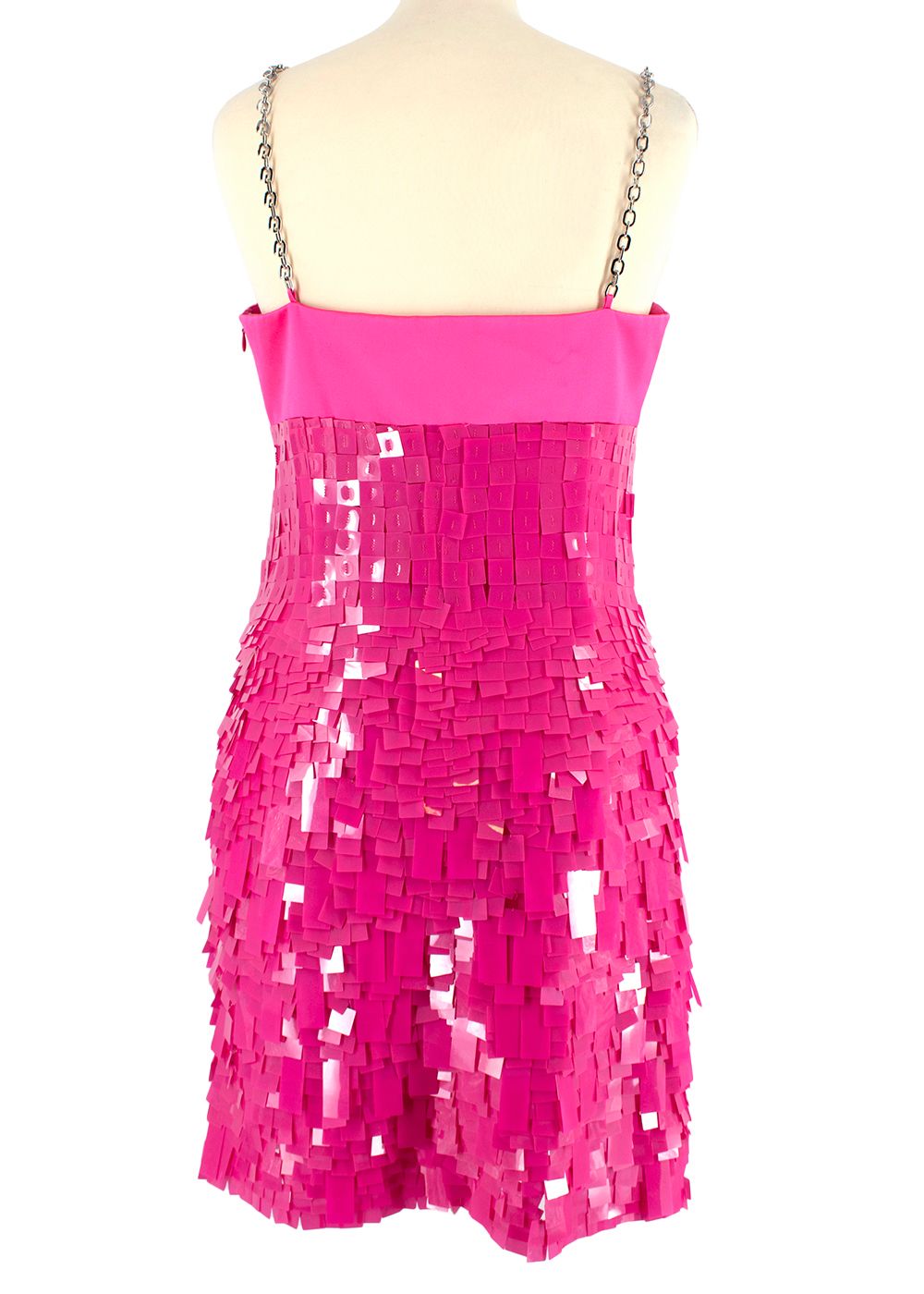 Givenchy Hot Pink Sequin and Chain Strap Cocktail Dress Size S