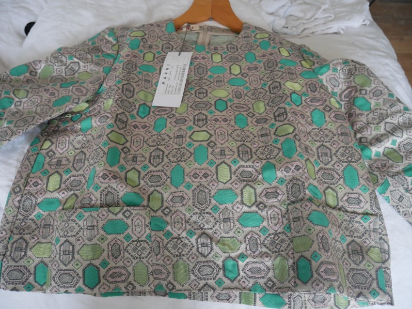 Marni Jacquard Boxy Top Size S Silver polyester