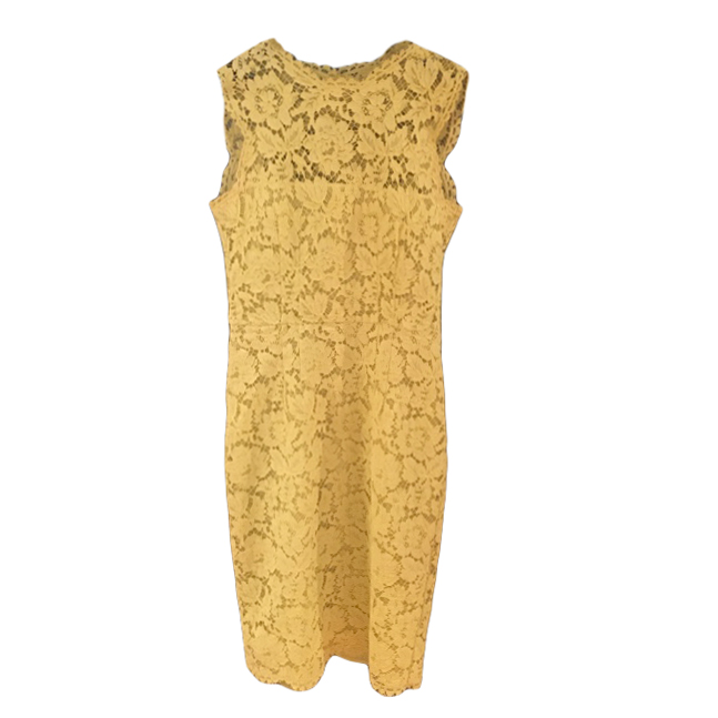 Preowned Valentino Yellow Lace Sleeveless Fitted Dress Size XS cotton