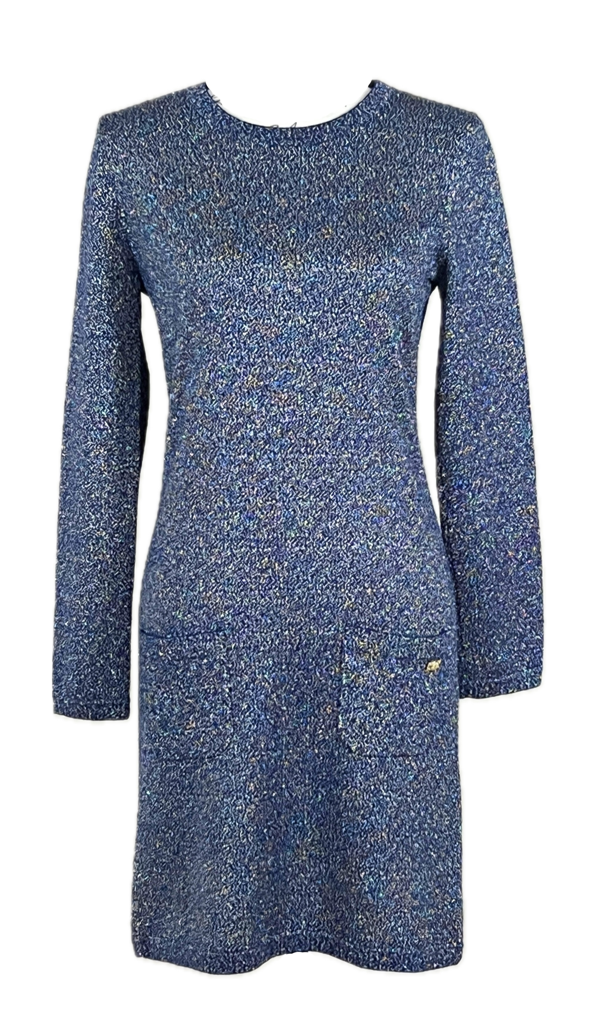 Preowned Chanel Metallic Blue Cashmere Dress Size S multicolor