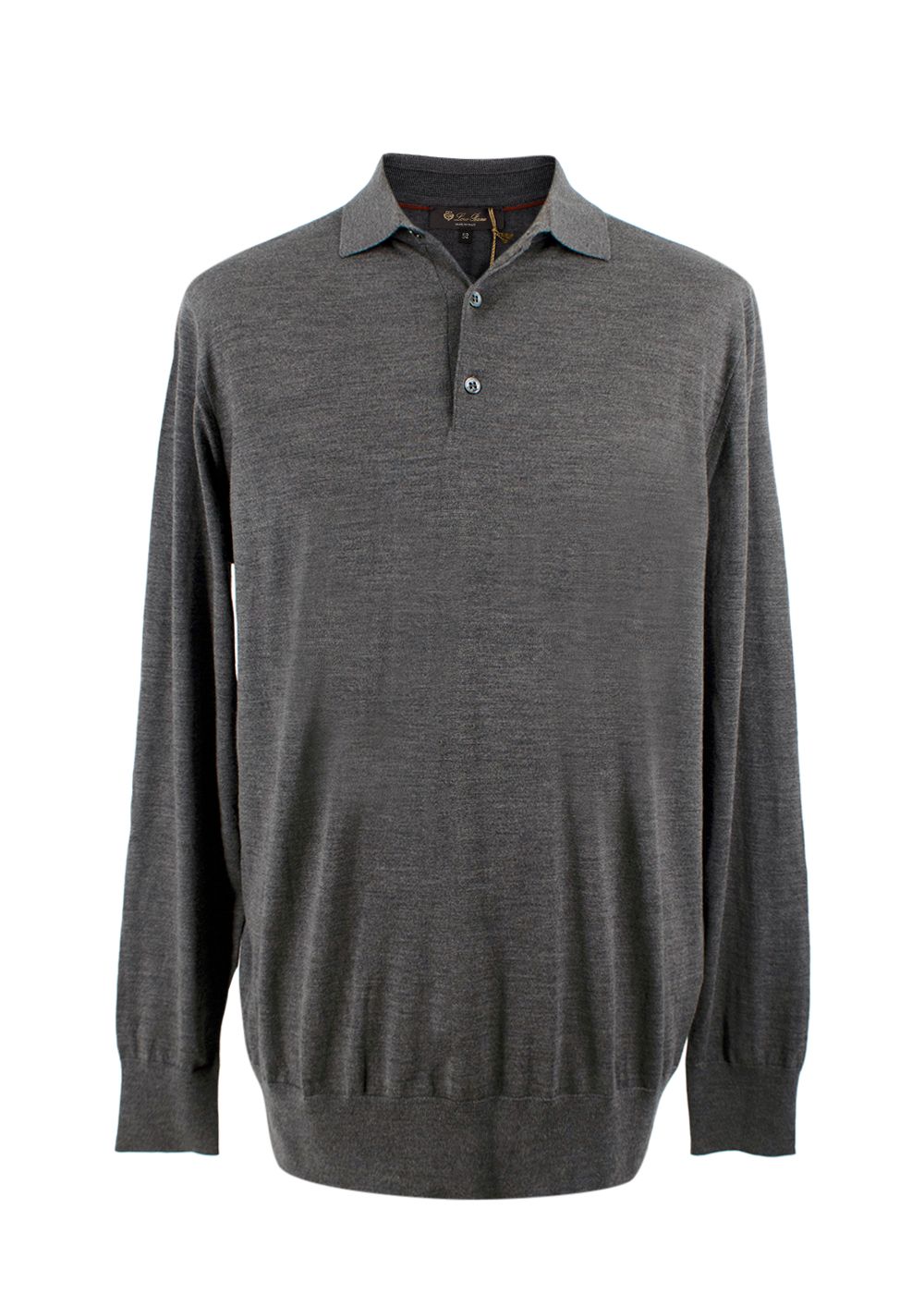 Men's Loro Piana Charcoal Grey Wool Polo Shirt Size M virgin wool