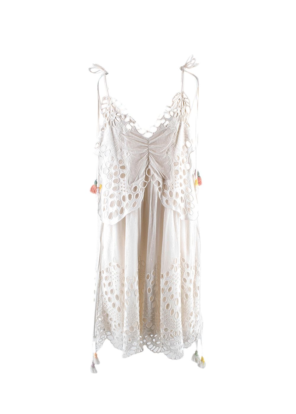 Chloe Butterfly Broderie Anglaise Tassel Tulle Dress Size S