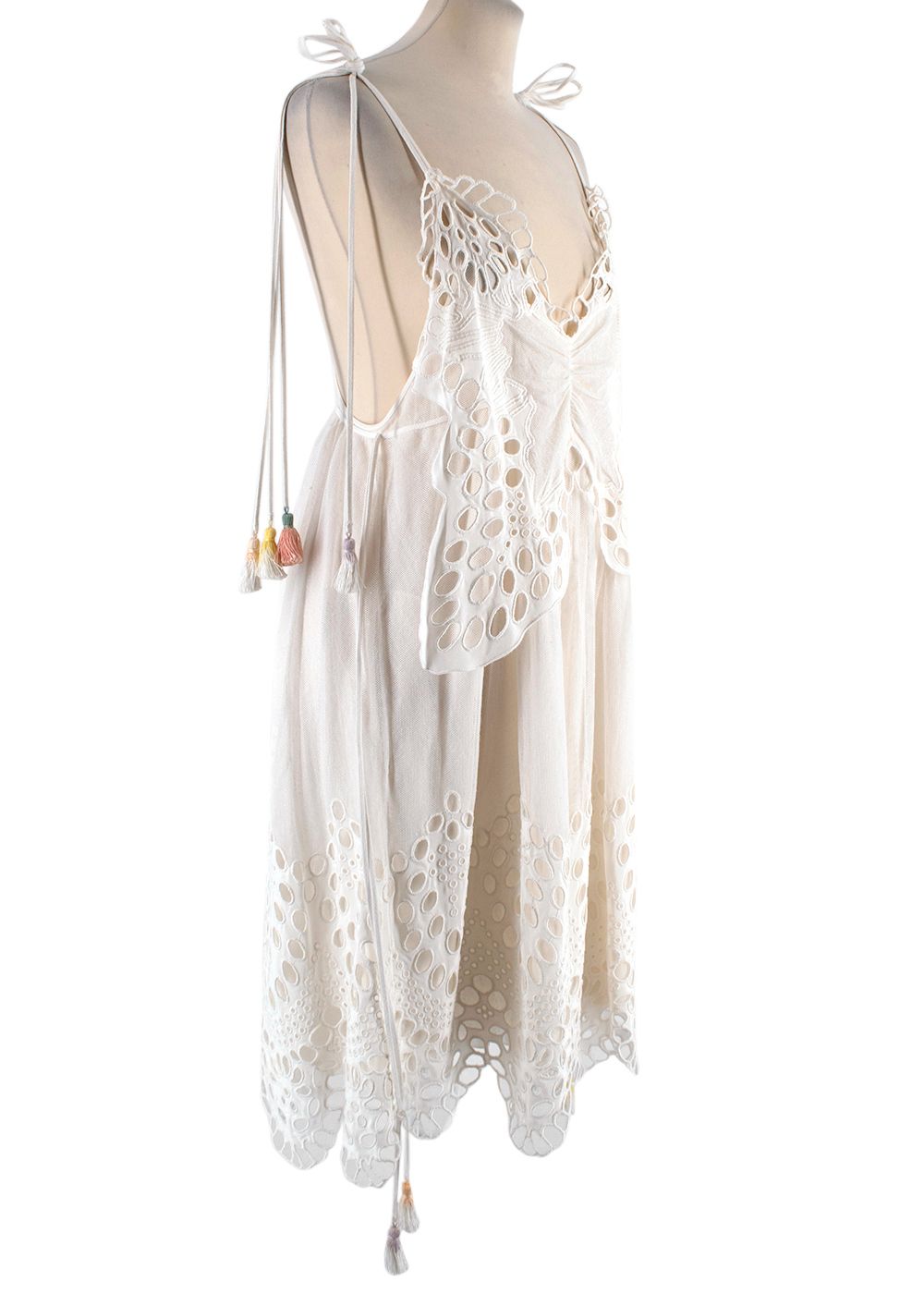 Chloe Butterfly Broderie Anglaise Tassel Tulle Dress Size S