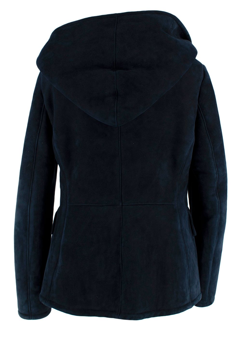 Dior Navy Shearling Lambs Suede Hooded Coat Size L