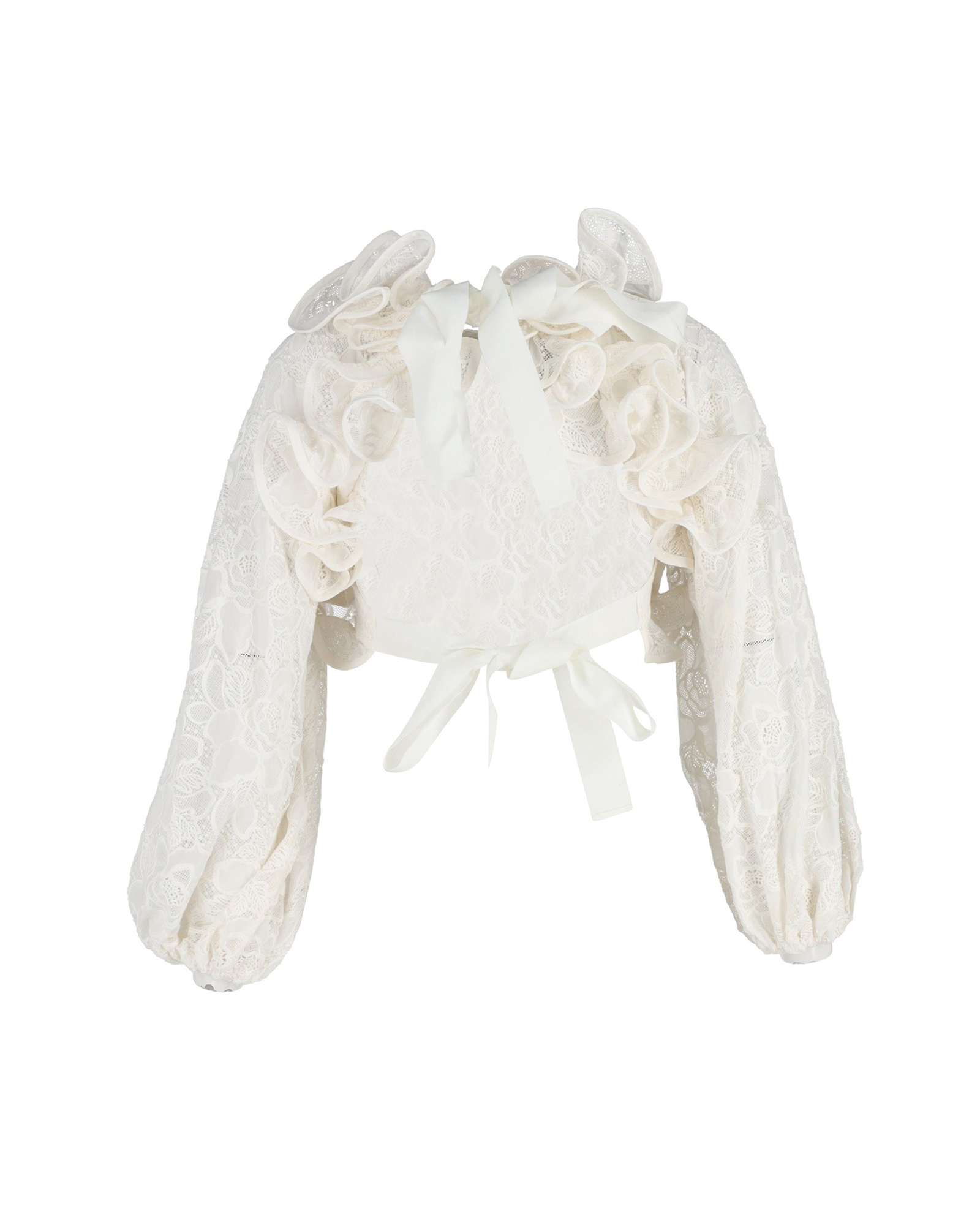 Preowned Zimmermann White  Lovestruck Ruffled Top Size S white | cream cotton