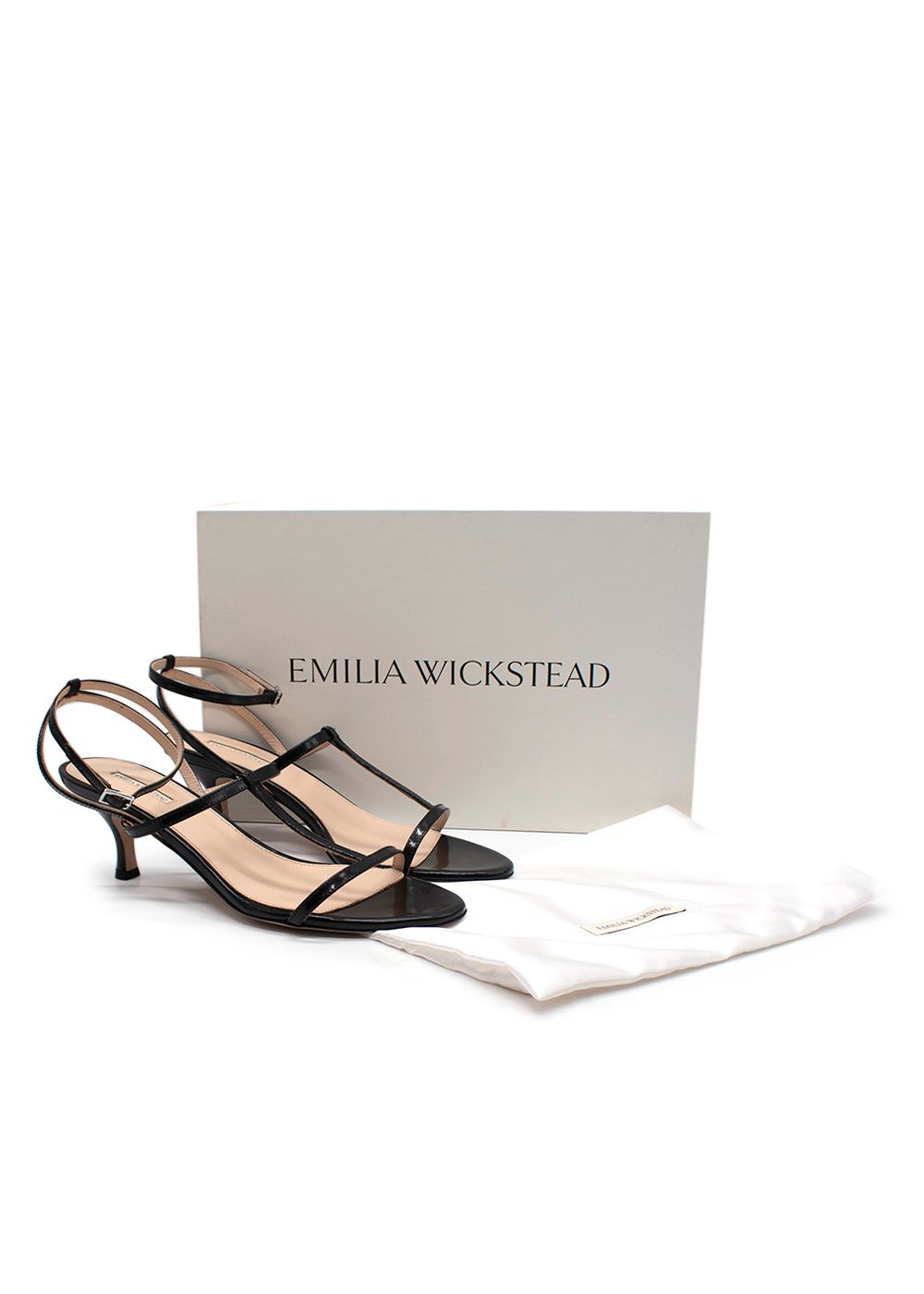 Emilia Wickstead Novie Black Leather Kitten Heels Size 40