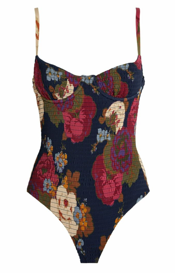 Sir Swim Garcia Floral Print Ruched Swimsuit Size S Multicoloured nylon/spandex