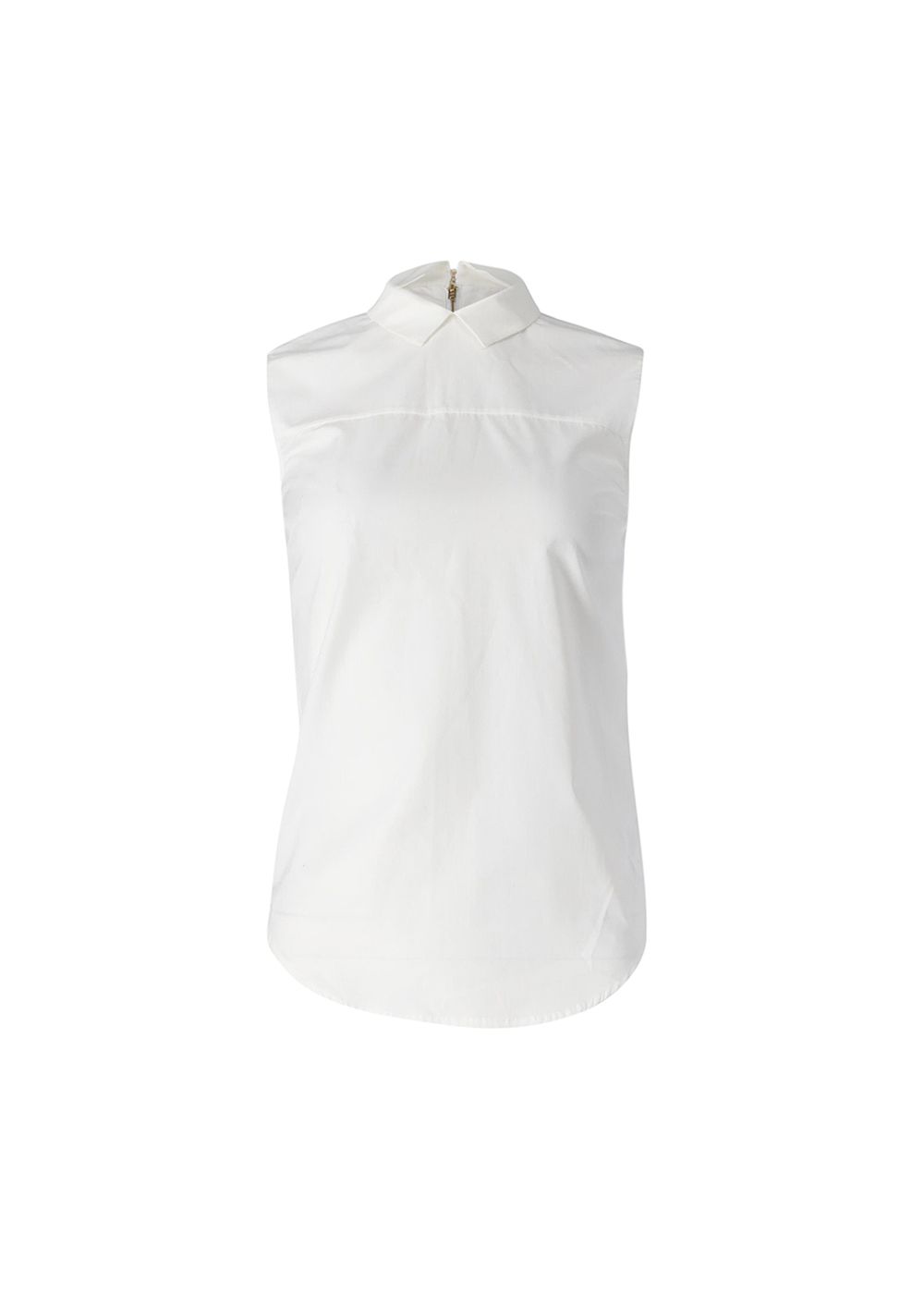 Preowned Victoria Beckham White Cotton Sleeveless Shirt Size XS