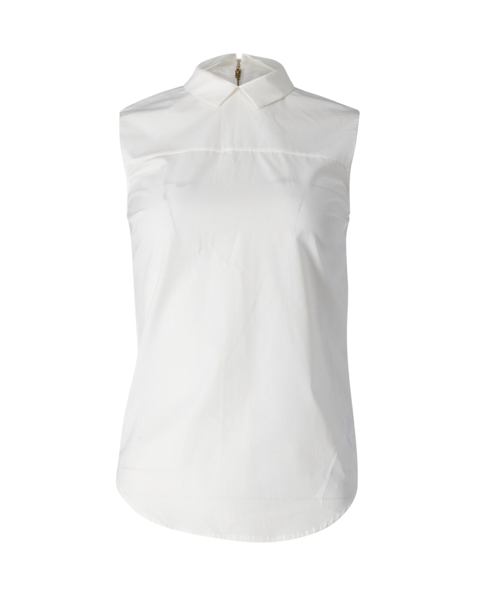 Preowned Victoria Beckham White Cotton Sleeveless Shirt Size XS