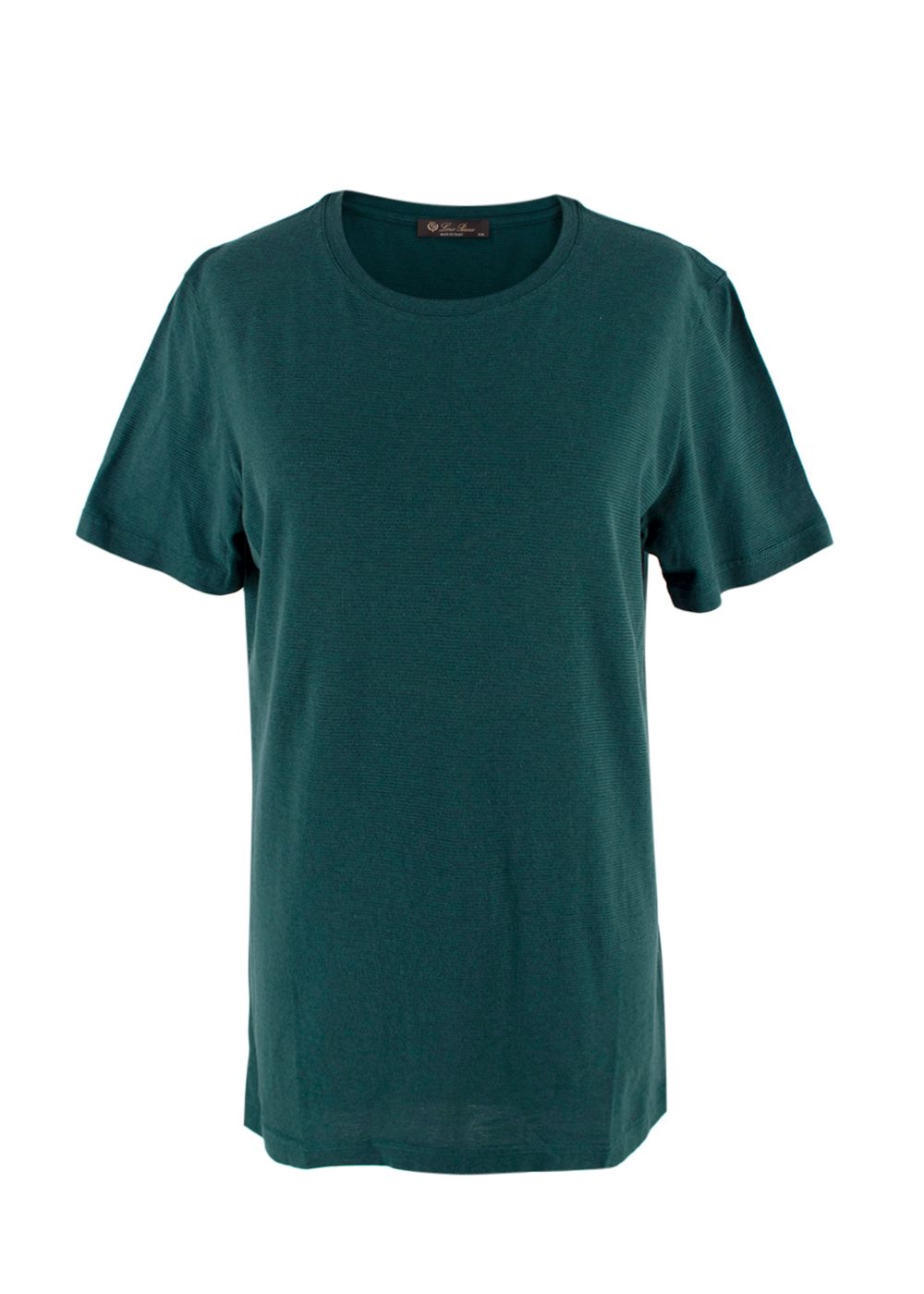 Loro Piana Teal Ribbed Cotton T-Shirt Size XS