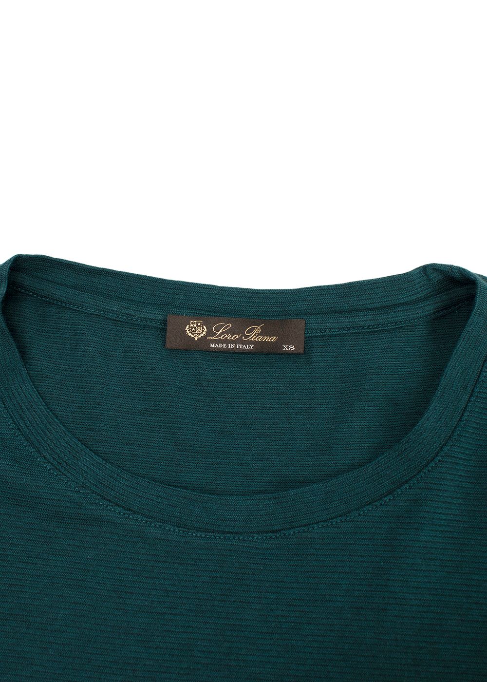 Loro Piana Teal Ribbed Cotton T-Shirt Size XS