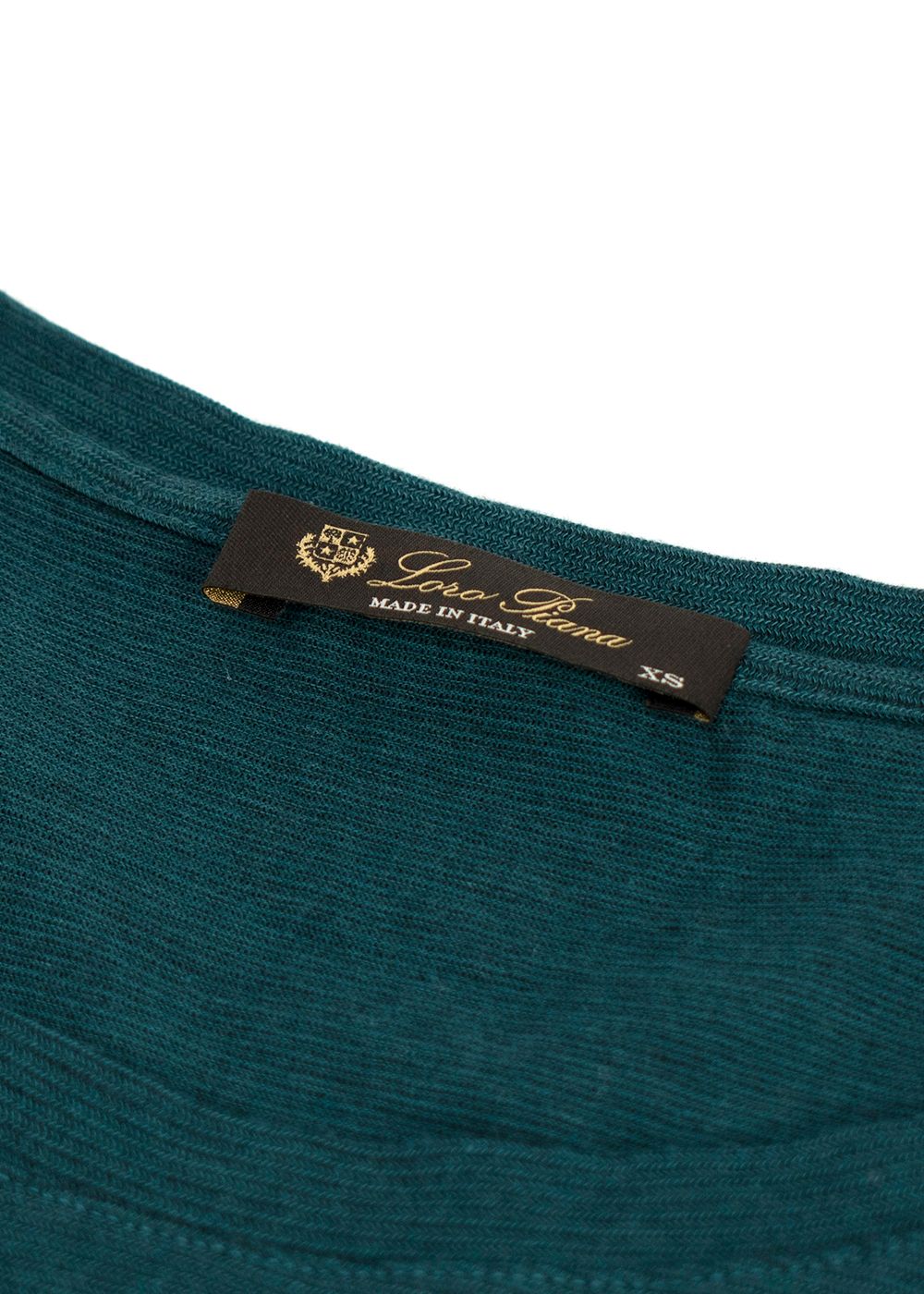 Loro Piana Teal Ribbed Cotton T-Shirt Size XS