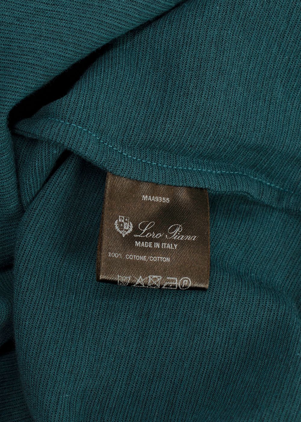 Loro Piana Teal Ribbed Cotton T-Shirt Size XS