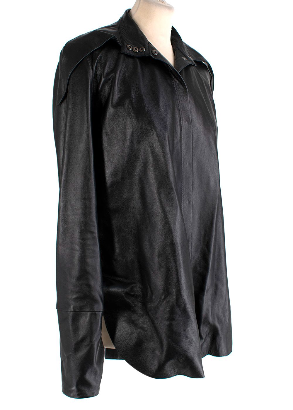 16ARLINGTON Seymour black leather dagger collar shirt Size XS