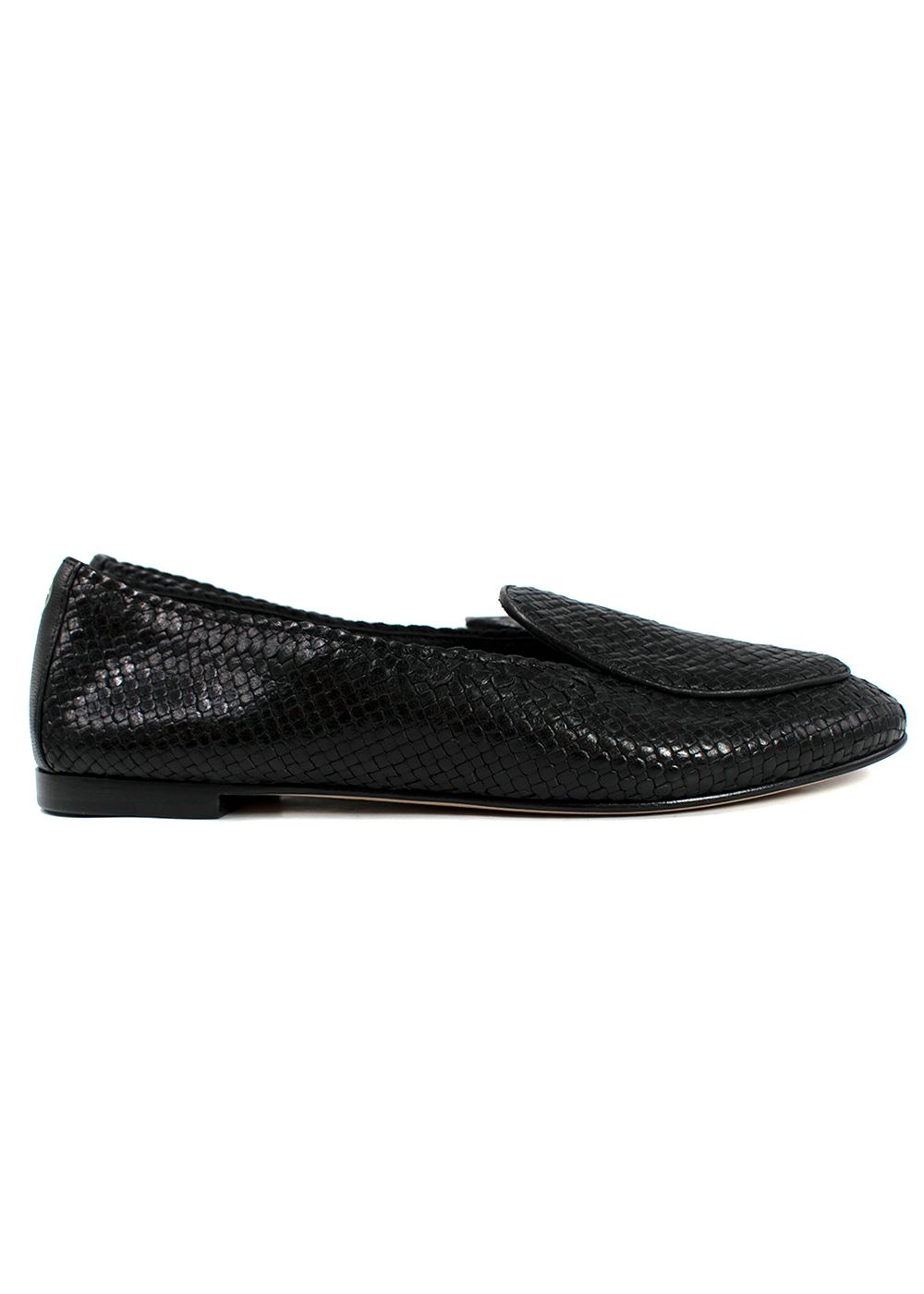 Giorgio Armani Black Woven Leather Loafers Size 40