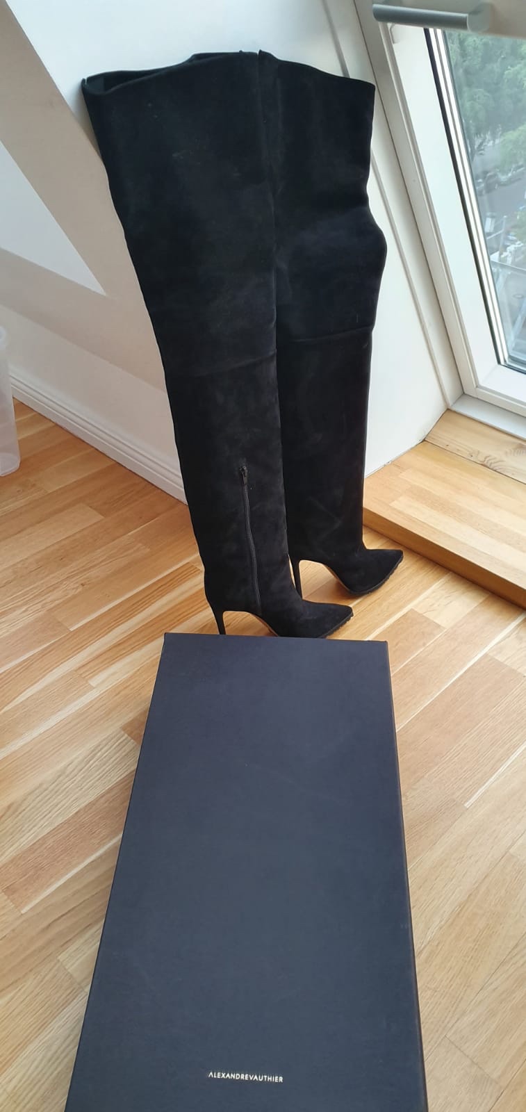 Alexandre Vauthier Black Suede Alex Boots Size 38