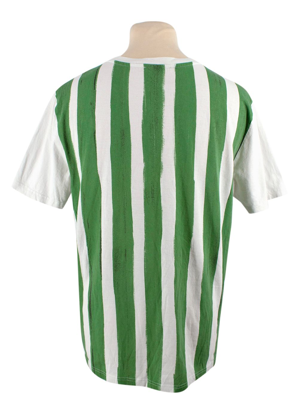 Men's Carven Green Striped Cotton T-shirt Size L Green White