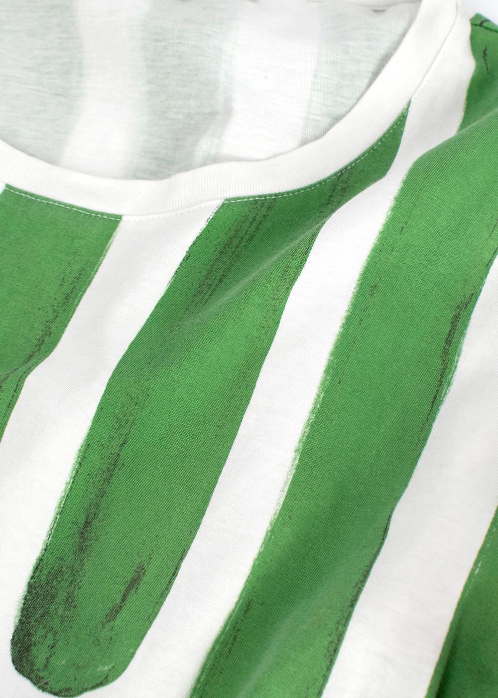 Men's Carven Green Striped Cotton T-shirt Size L Green White