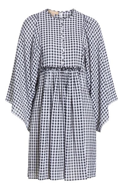 Michael Kors Collection Gingham Seersucker Dress Size M black  white