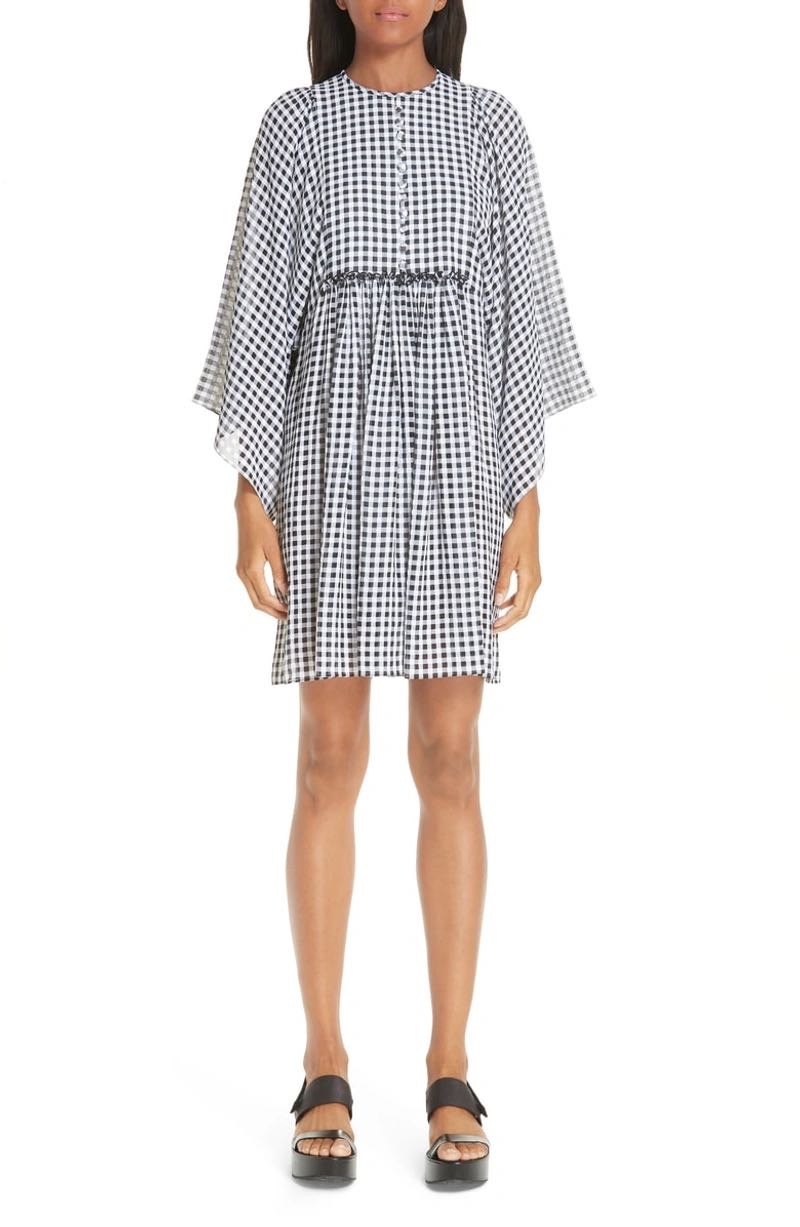 Michael Kors Collection Gingham Seersucker Dress Size M black  white