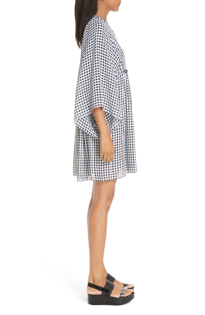 Michael Kors Collection Gingham Seersucker Dress Size M black  white