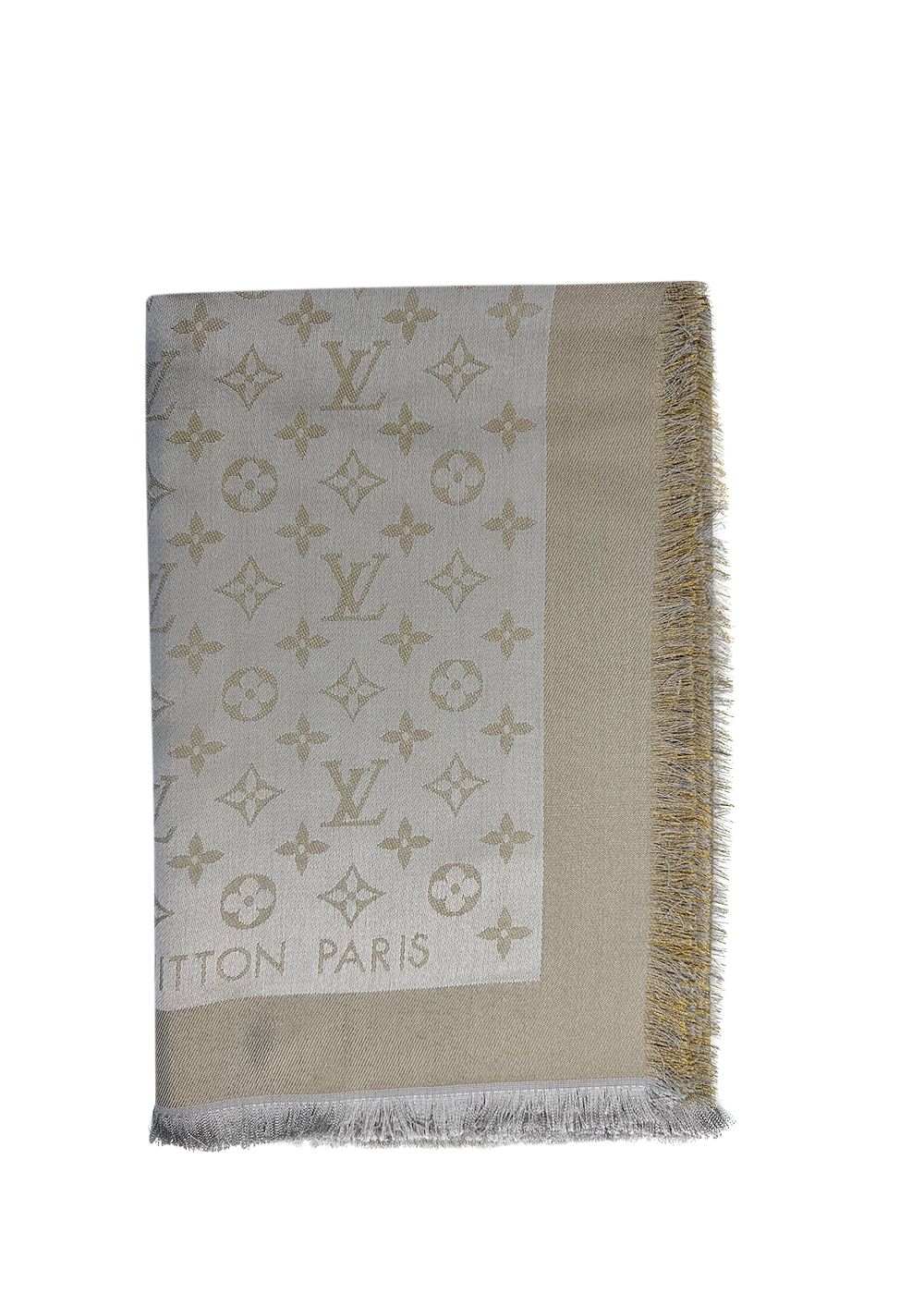 Louis Vuitton Beige Monogram Silk Blend Shawl silk/viscose/wool