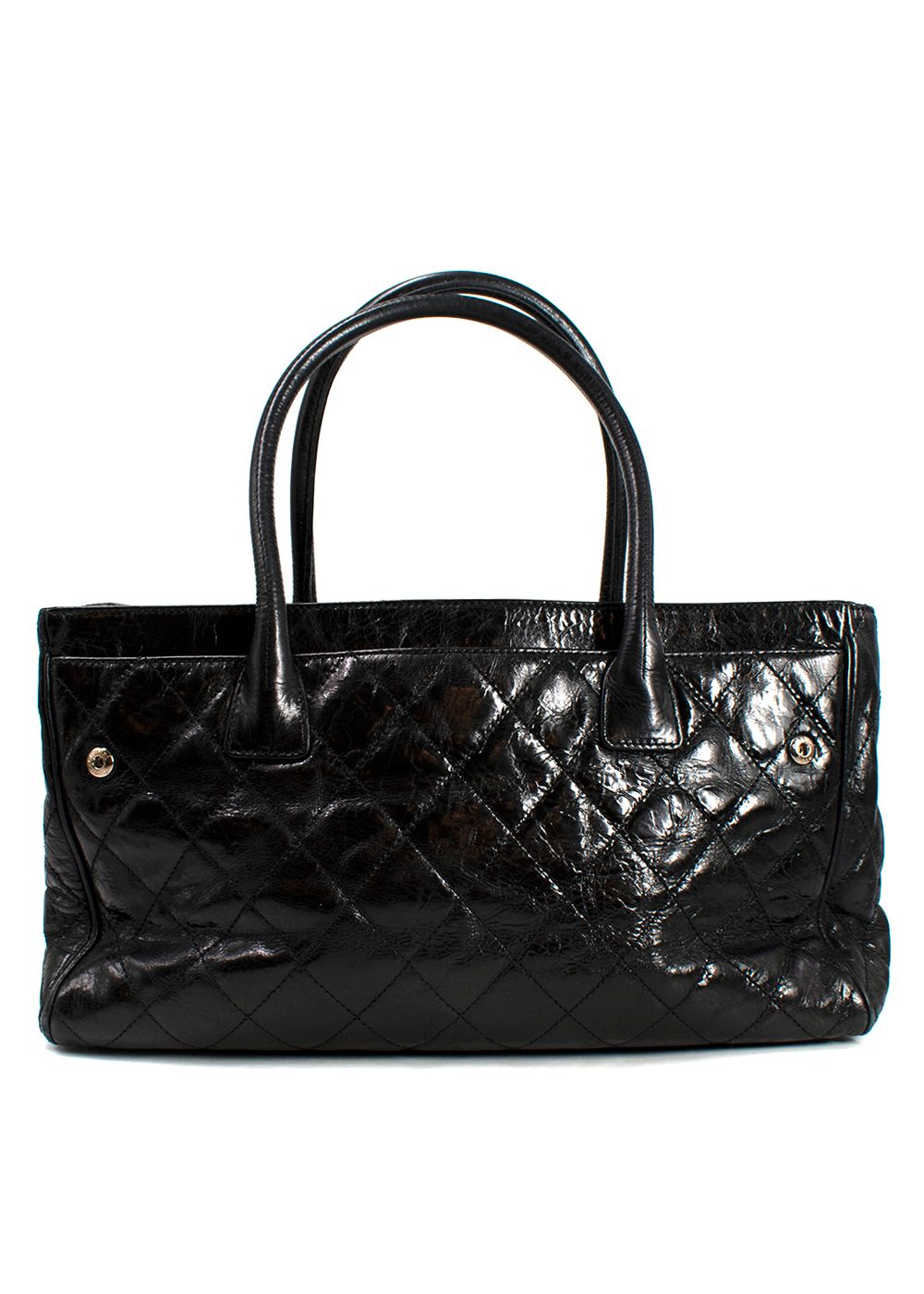 Preowned Chanel Black Glazed Leather Portobello Shopper Tote