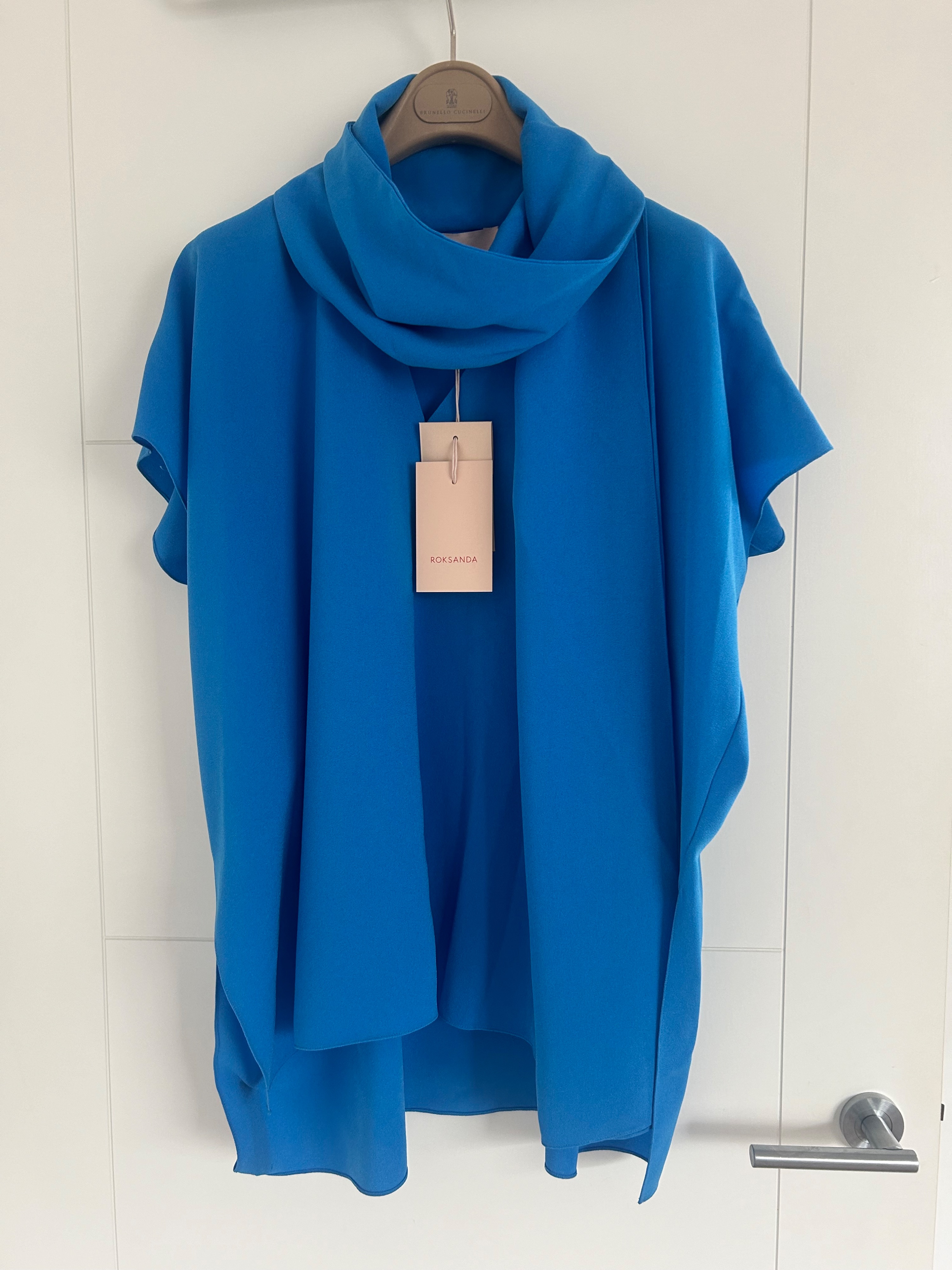 Roksanda Blue Pixil Draped Top Size M acetate/polyester