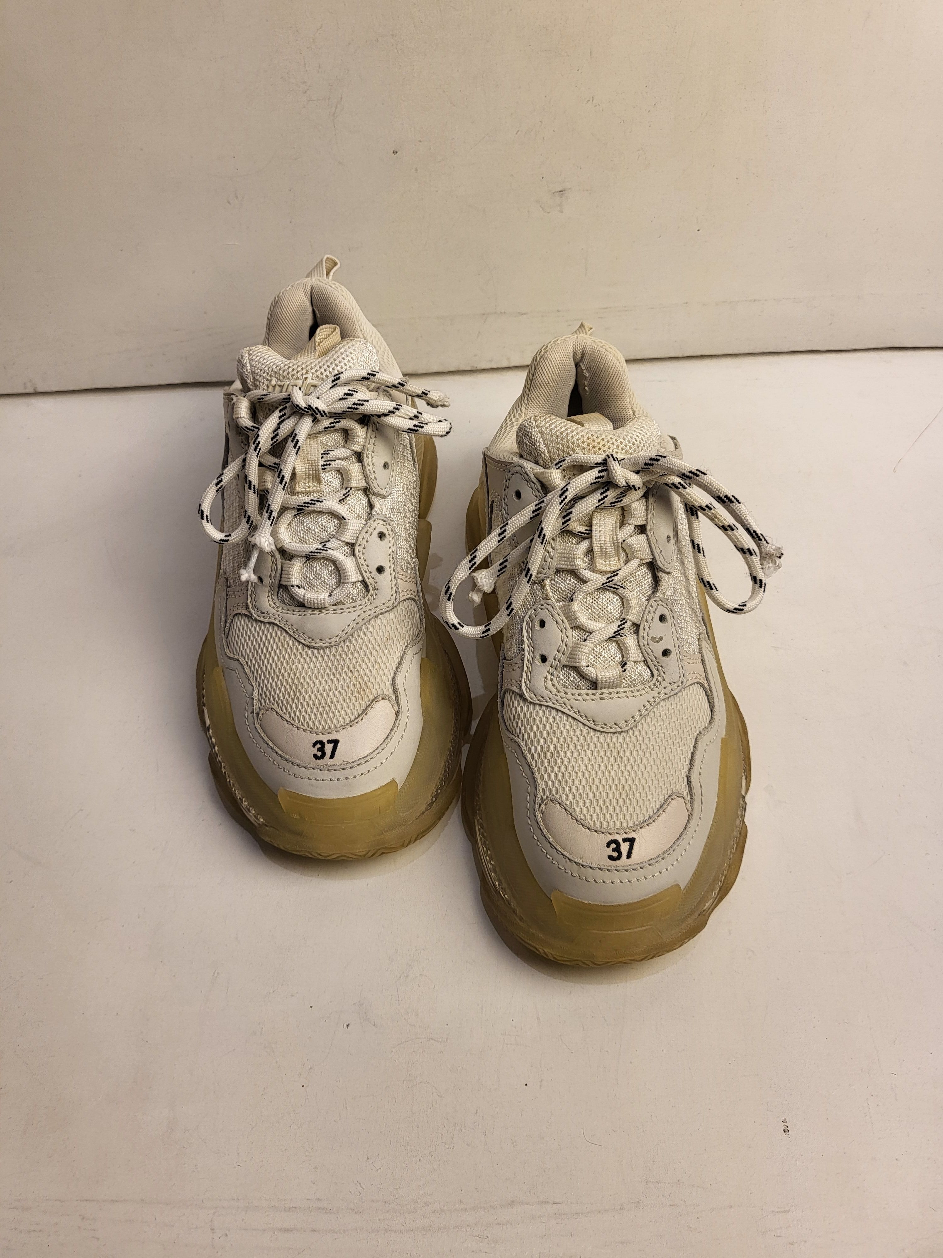 Preowned Balenciaga White Triple S Chunky Trainers Size 37 leather