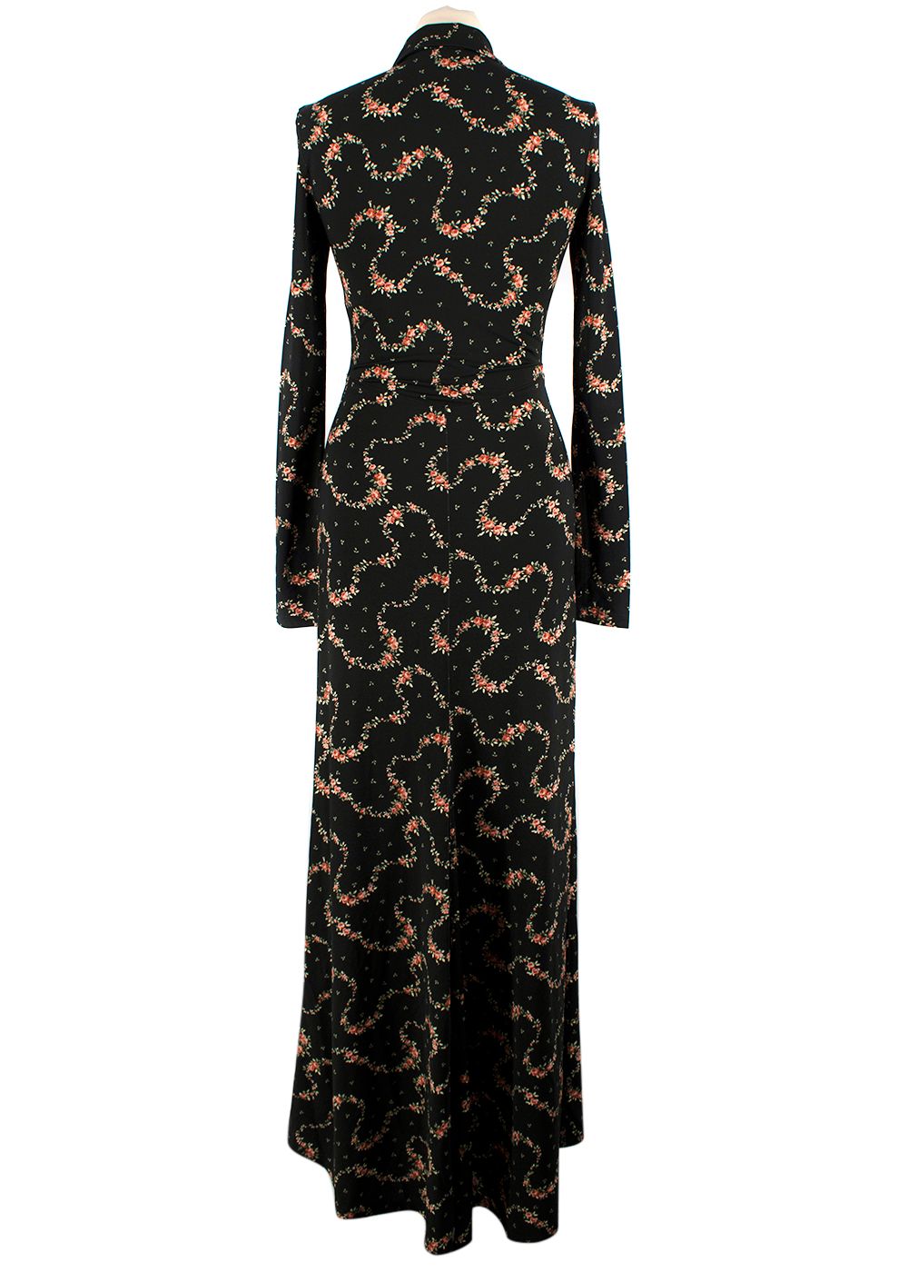 Paco Rabanne Black Floral Maxi Dress Size XS black pink green viscose