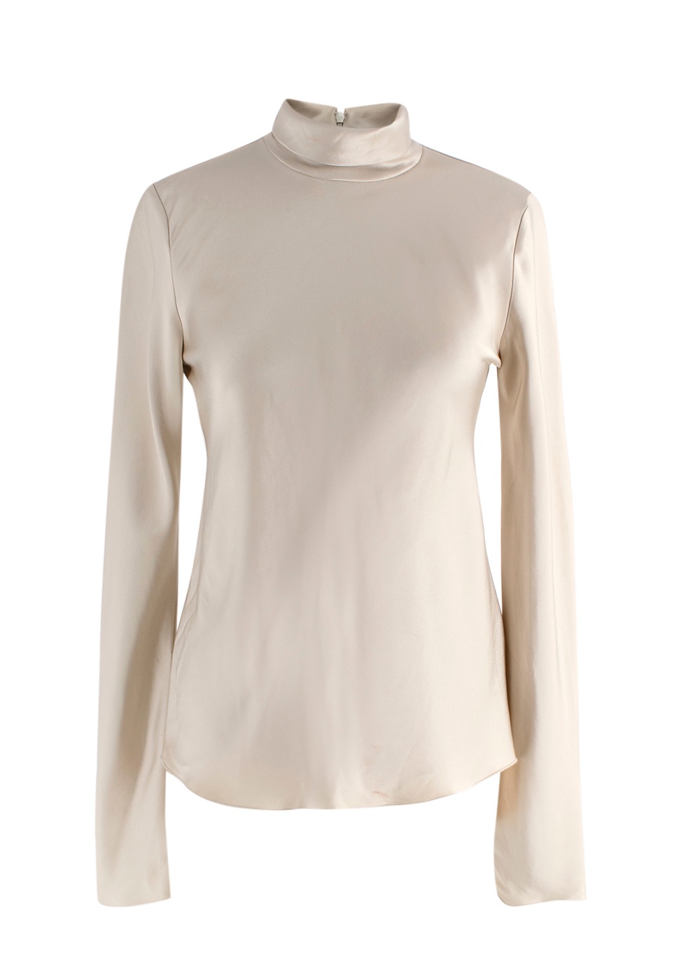 Nanushka Champagne Satin Turtleneck Eva Blouse Size XS Gold acetate/recycled polyester