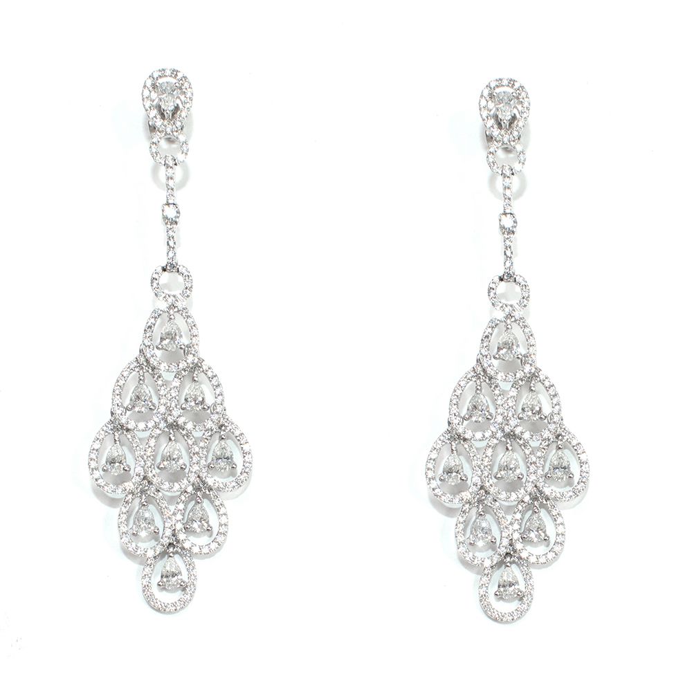 Preowned Bespoke White Gold  Diamond Chandelier Earrings