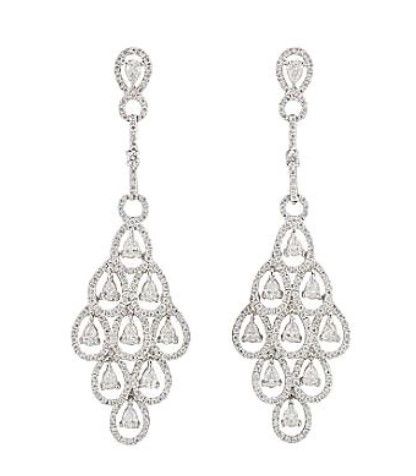 Preowned Bespoke White Gold  Diamond Chandelier Earrings