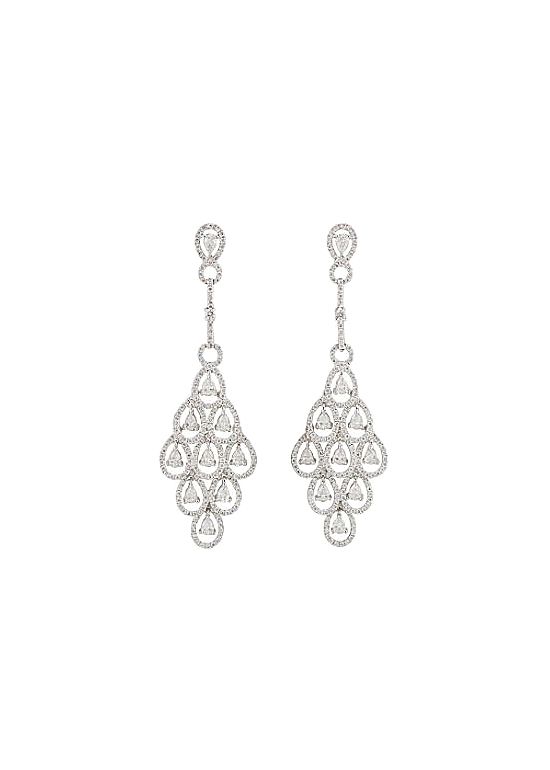 Preowned Bespoke White Gold  Diamond Chandelier Earrings