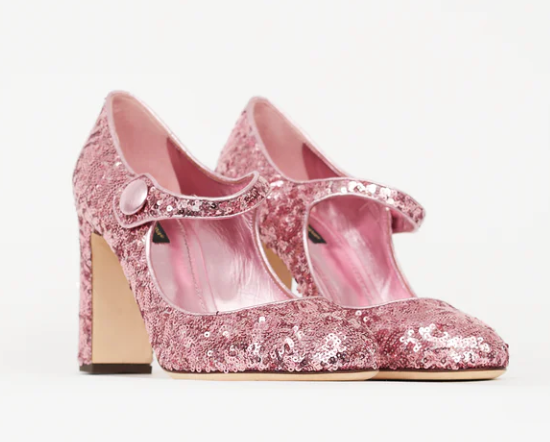 Dolce  Gabbana Pink Sequin Mary Janes Size 41