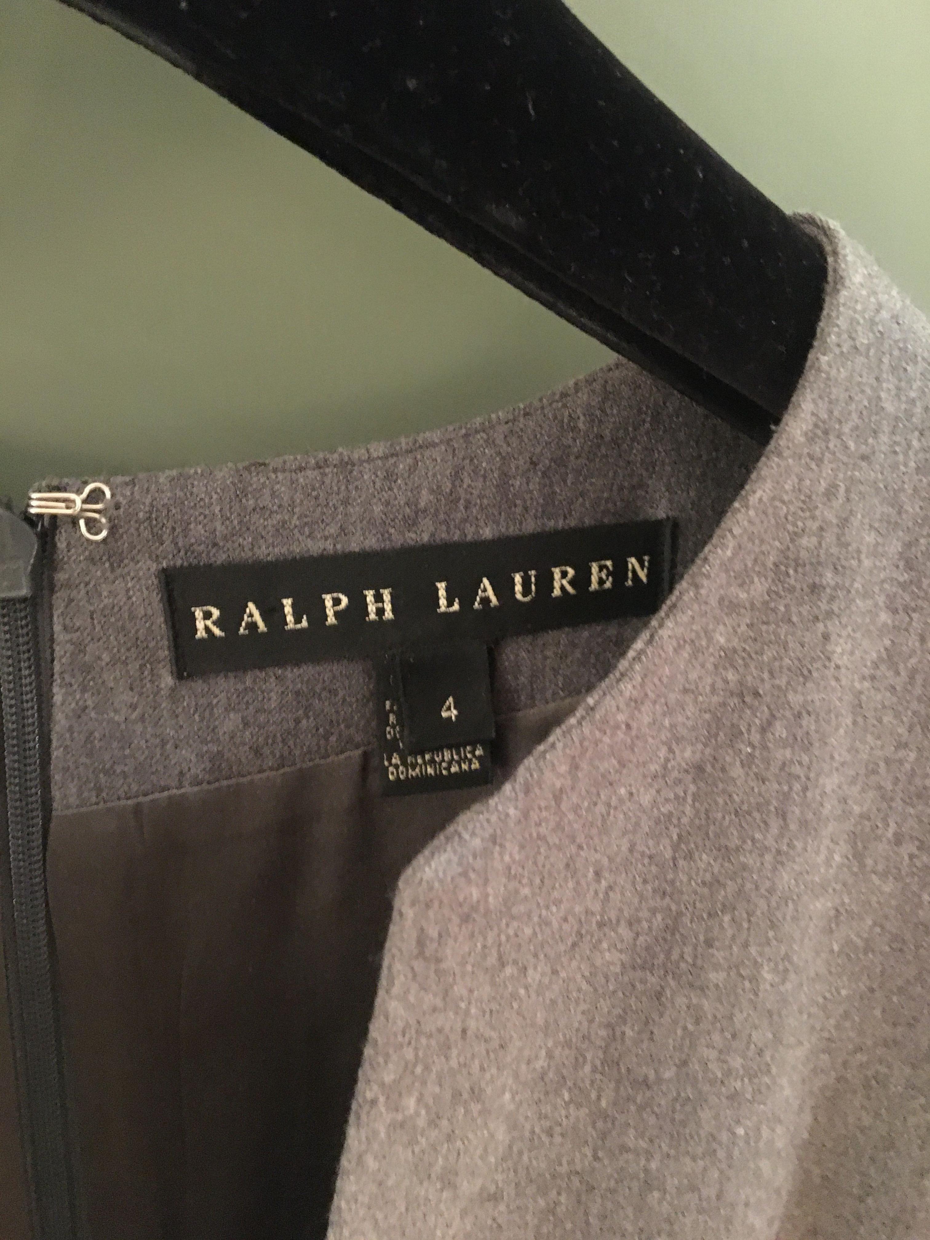 Ralph Lauren Black Label Grey Wool Tailored Dress Size XS