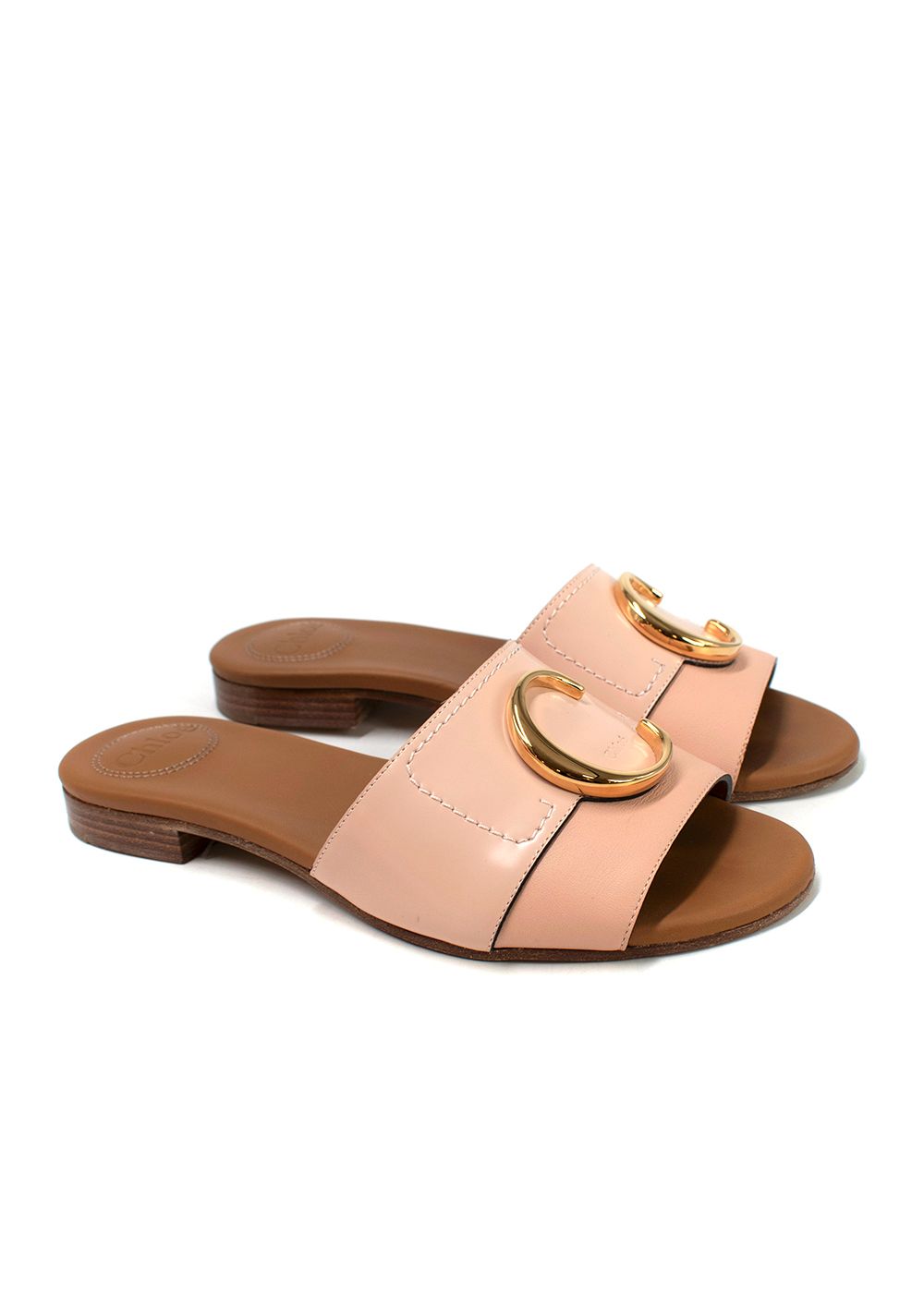 Preowned Chloe Nude Pink C Sandals Size 36 Nude Pink / Tan leather