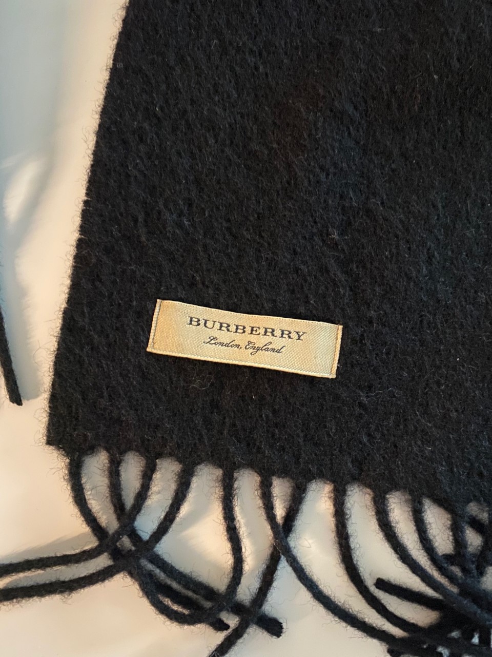 Men's Burberry Black Cashmere Fleece Embroidered Scarf