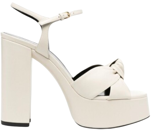 Saint Laurent Cream  Platform Sandals Size 39.5 white leather