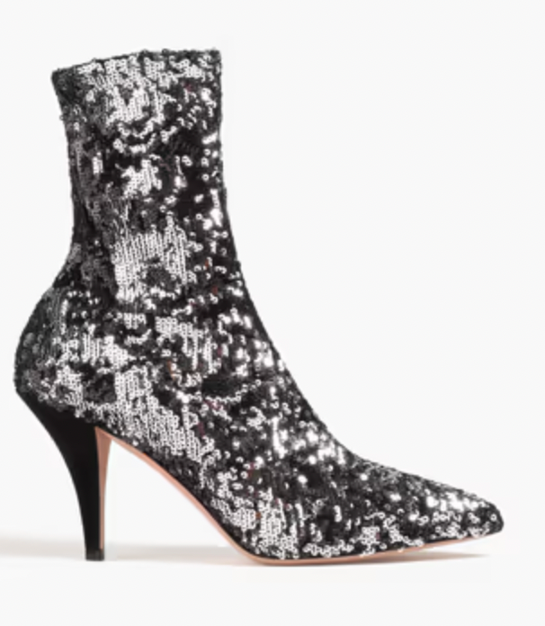 Preowned Valentino Silver Sequin Ankle Boots Size 37